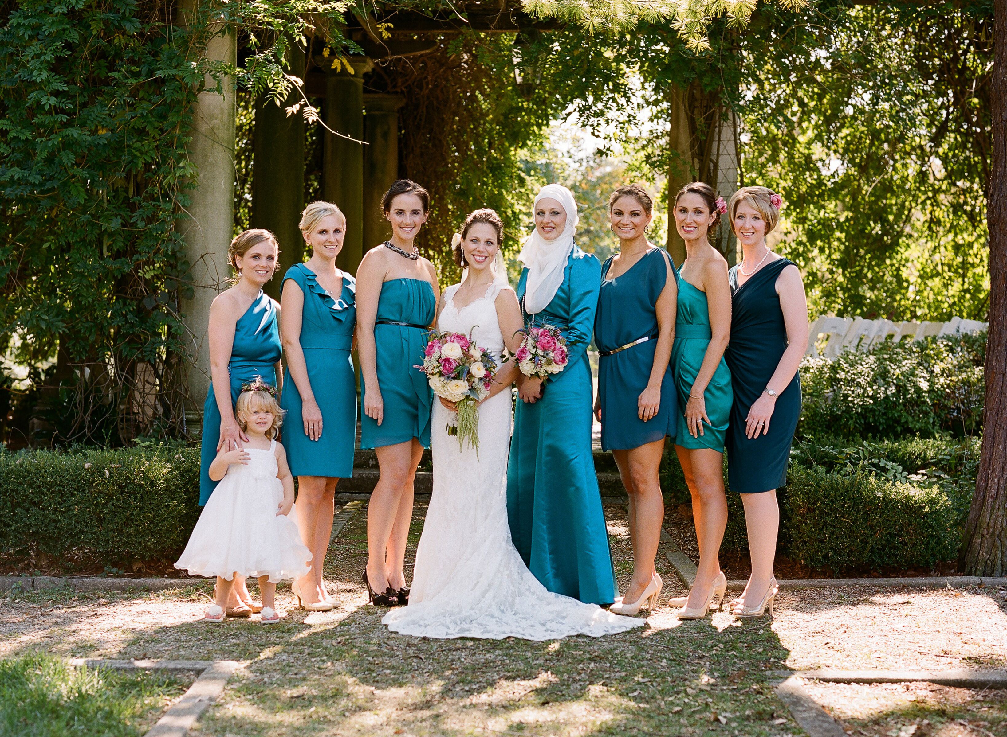 peacock blue bridesmaid dress