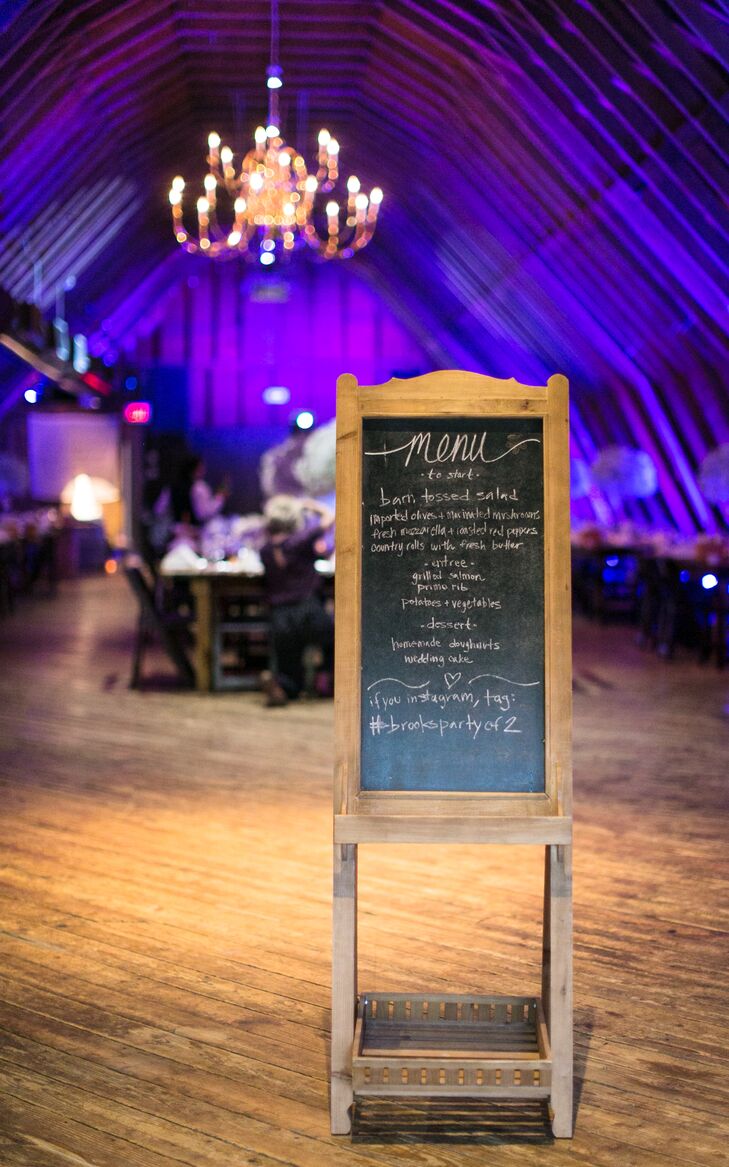 Wood chalkboard menu sign with hashtag