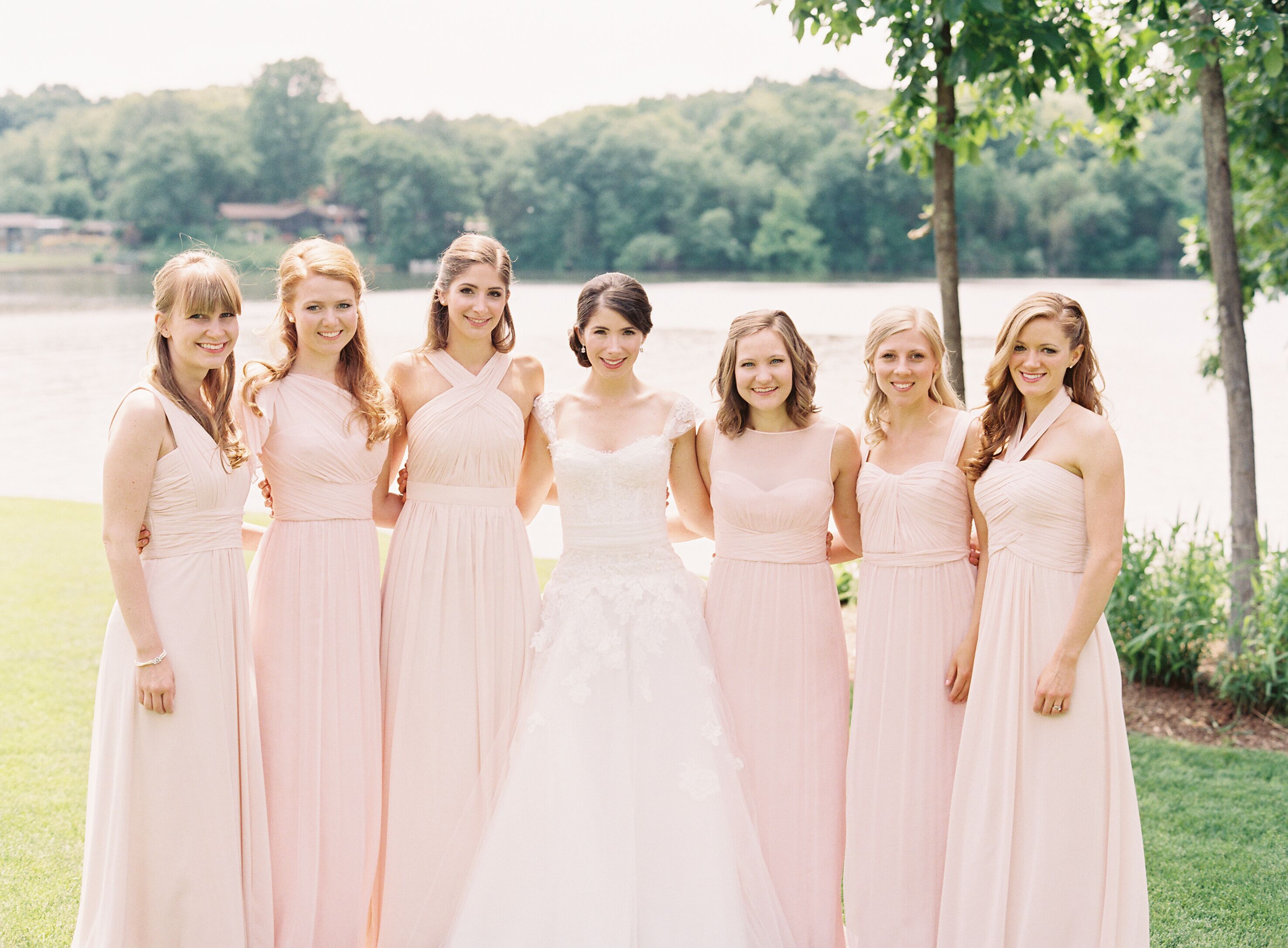 Blush, Floor-Length Amsale Bridesmaid ...