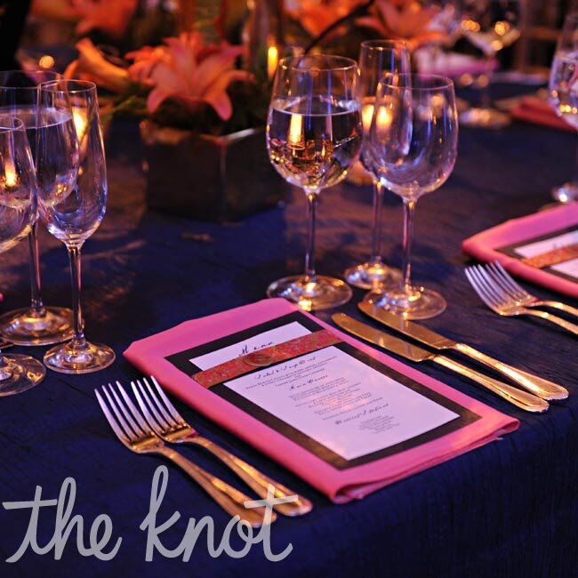 Navy and Coral Table Setting