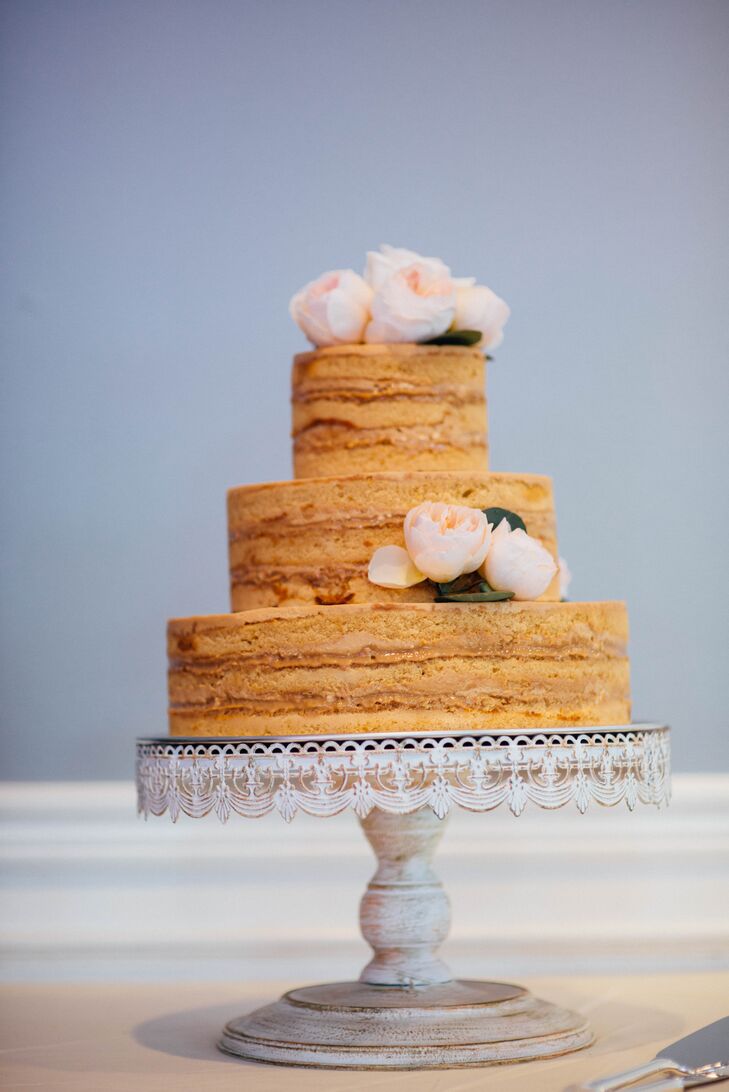 Rustic Momofuku Milk  Bar  Naked Wedding  Cake  With Blush Flowers