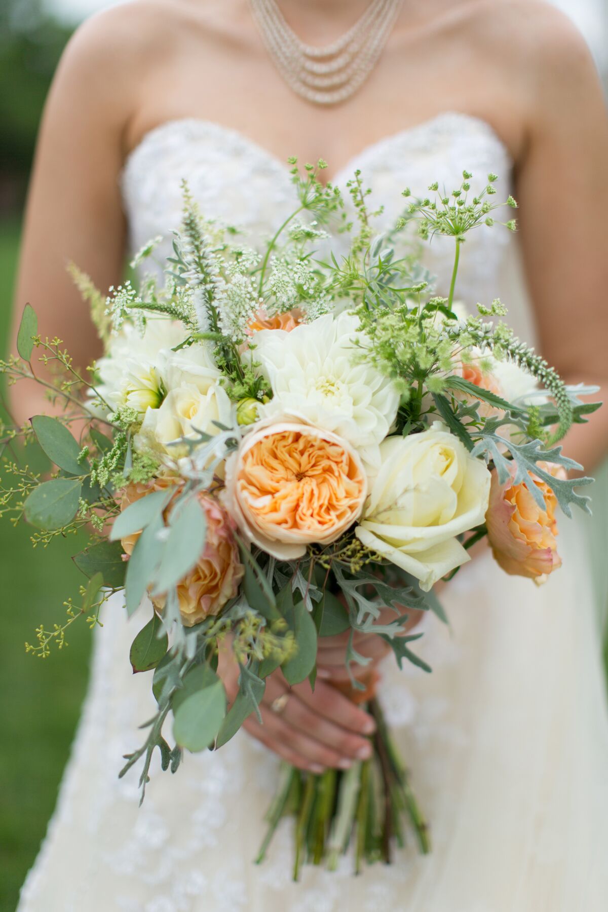 Organic Garden Rose, Dahlia and Veronica Bouquet