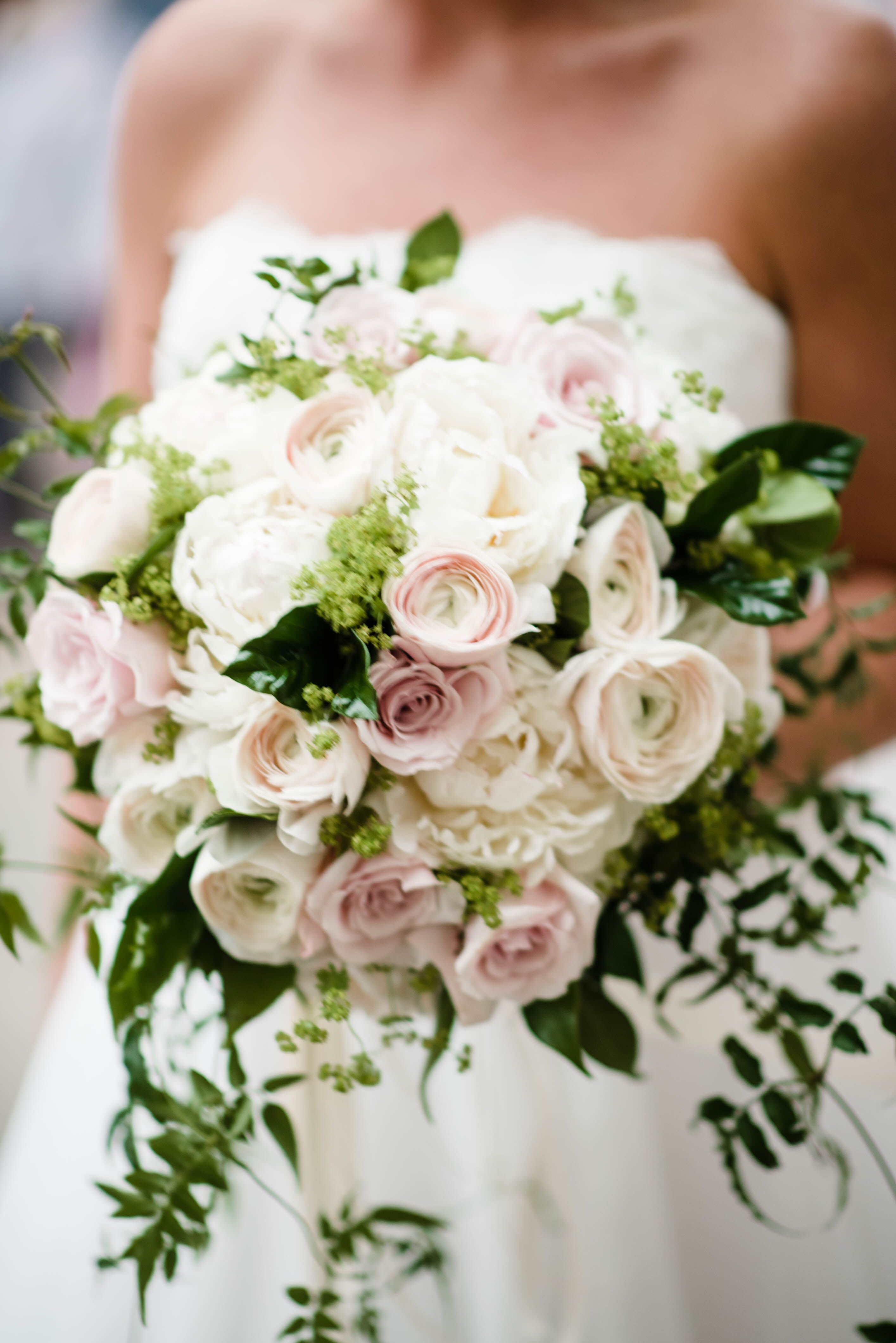 Bridal Bouquet With Peonies, Ranunculus and Garden Roses