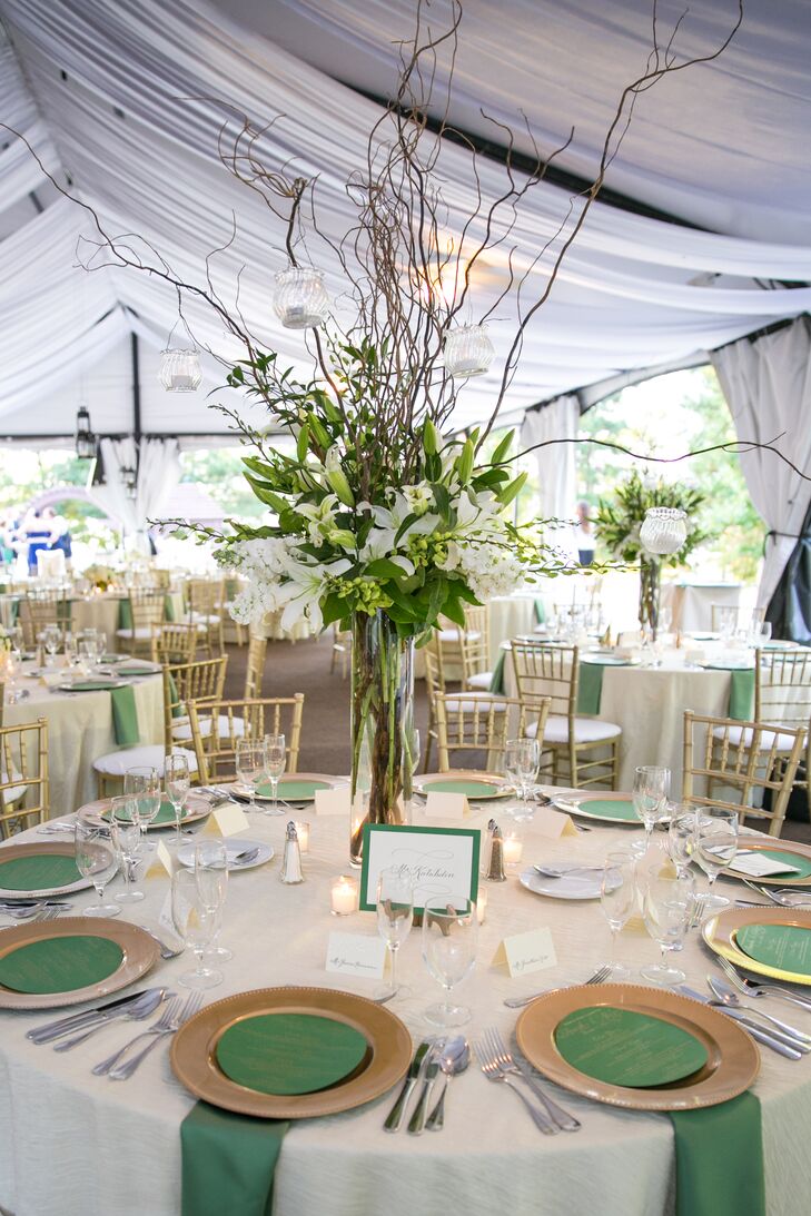 Refined Ivory, Green and Gold Tented Reception