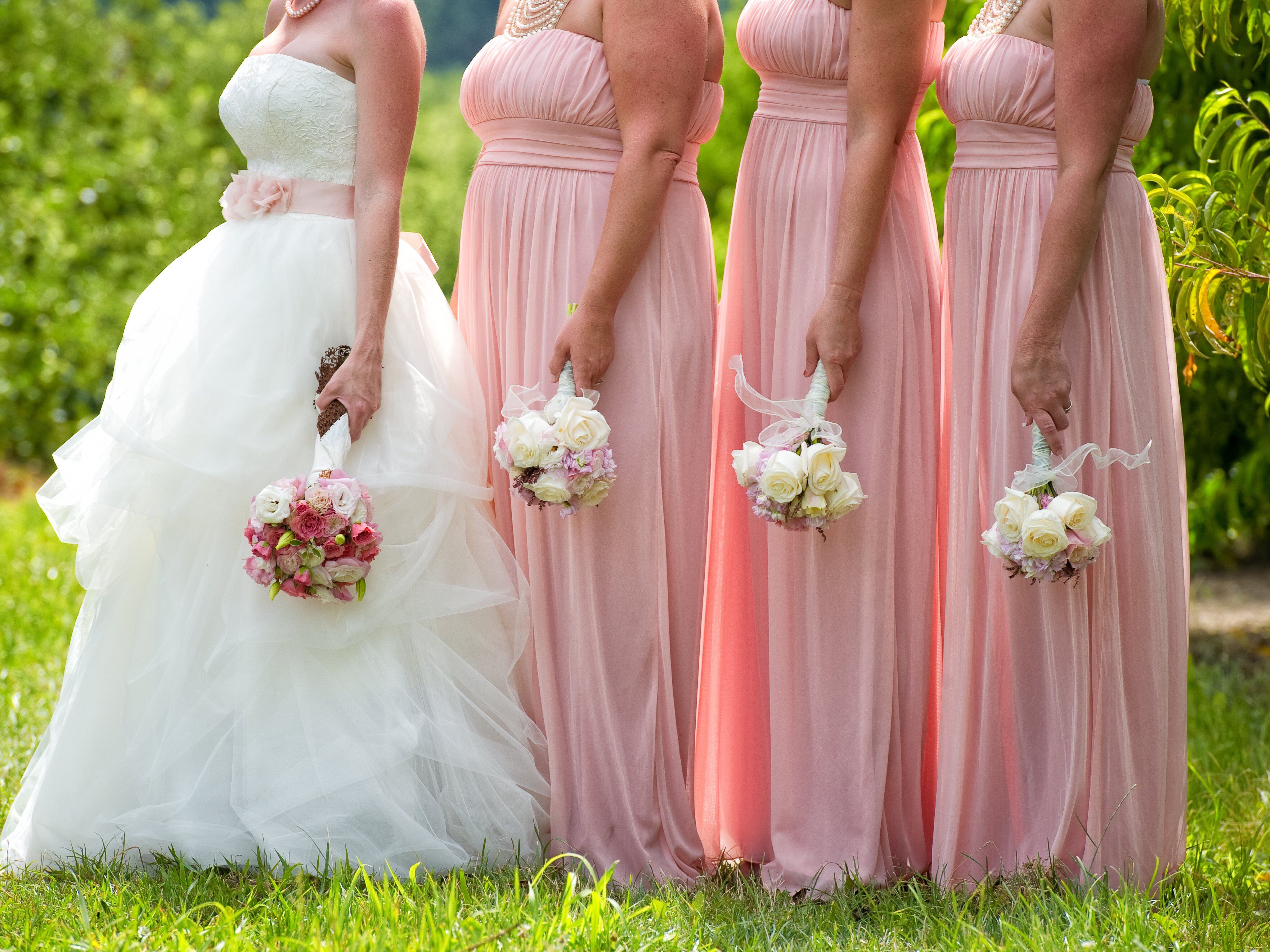 Pink Strapless Bridesmaid Dresses