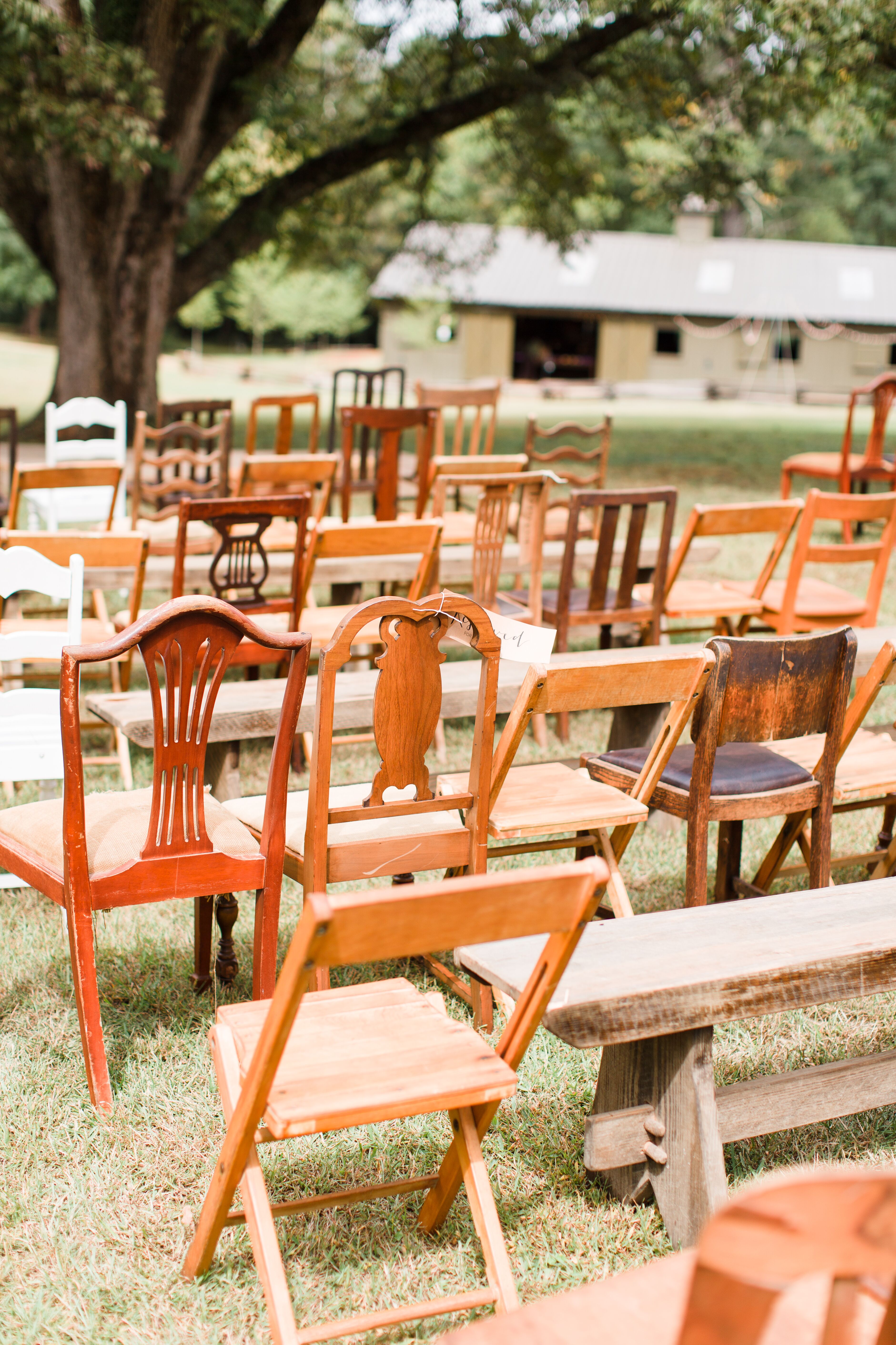 Mismatched Vintage Wooden Ceremony Chairs