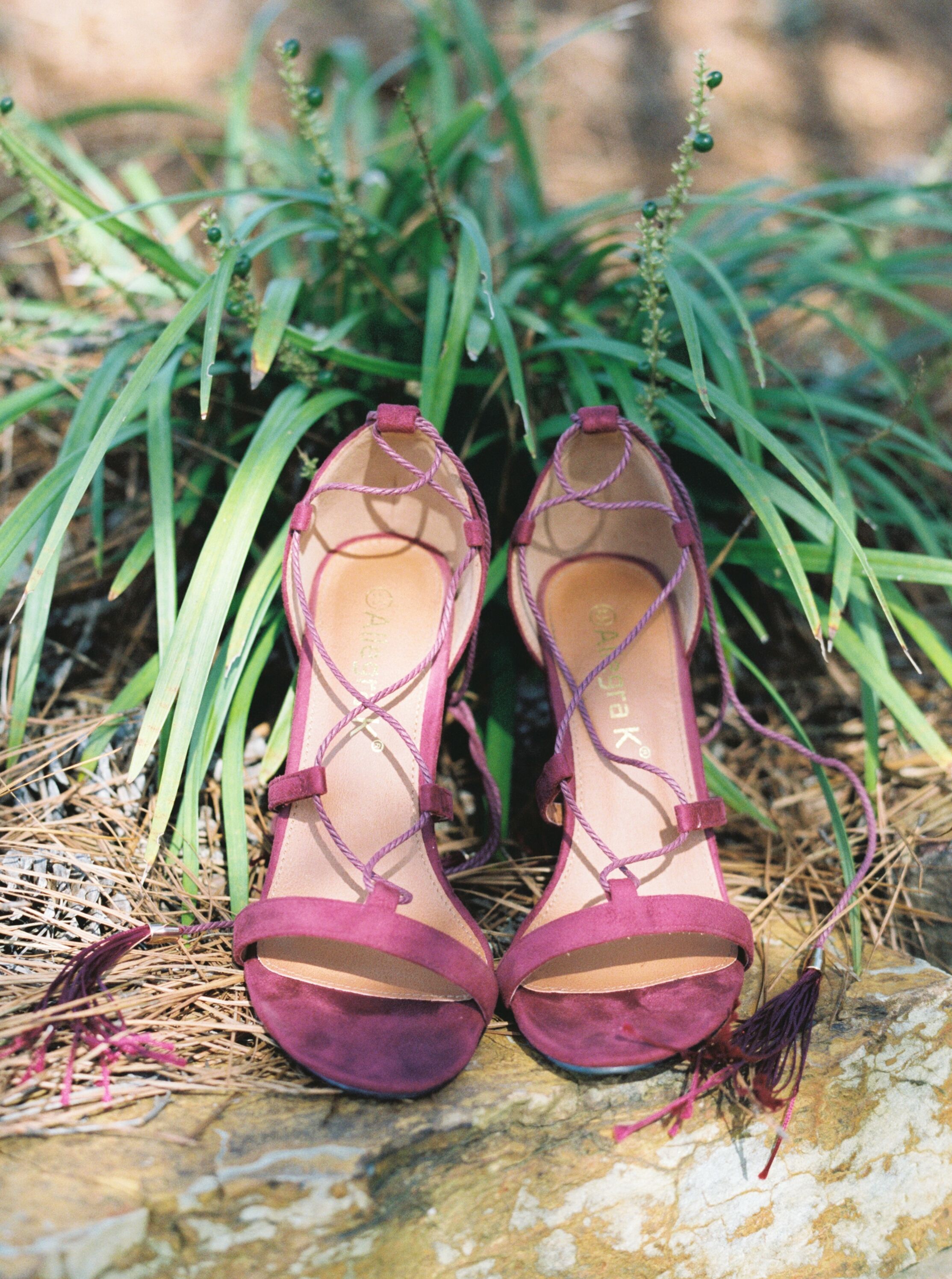 Plum Suede Lace-Up Heels