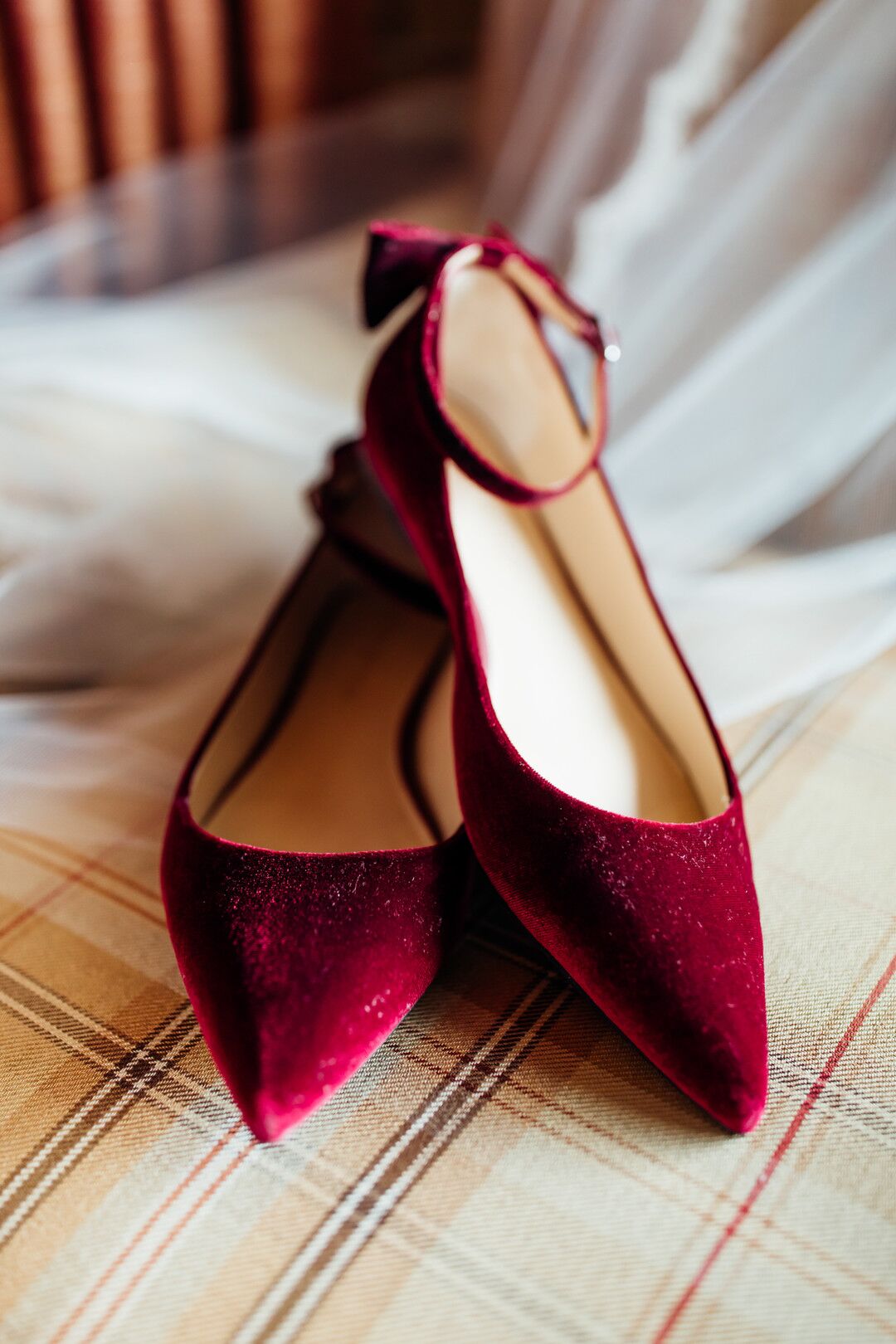 Burgundy cheap flats wedding