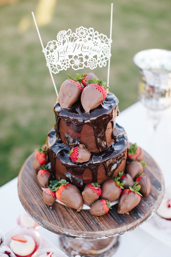 TwoTier Chocolate Covered Strawberry Wedding Cake