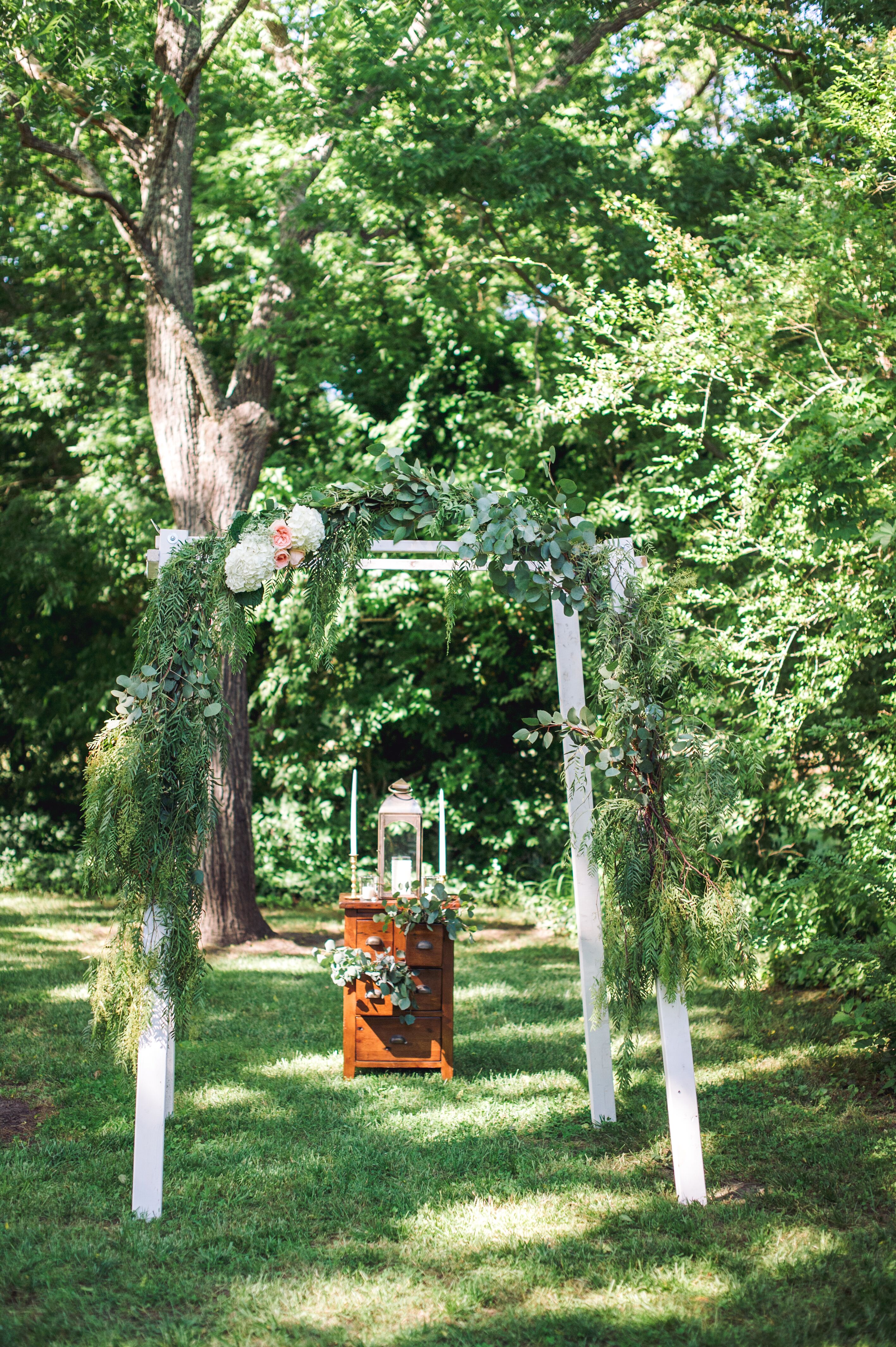 Natural Floral Ceremony Arch with Greenery