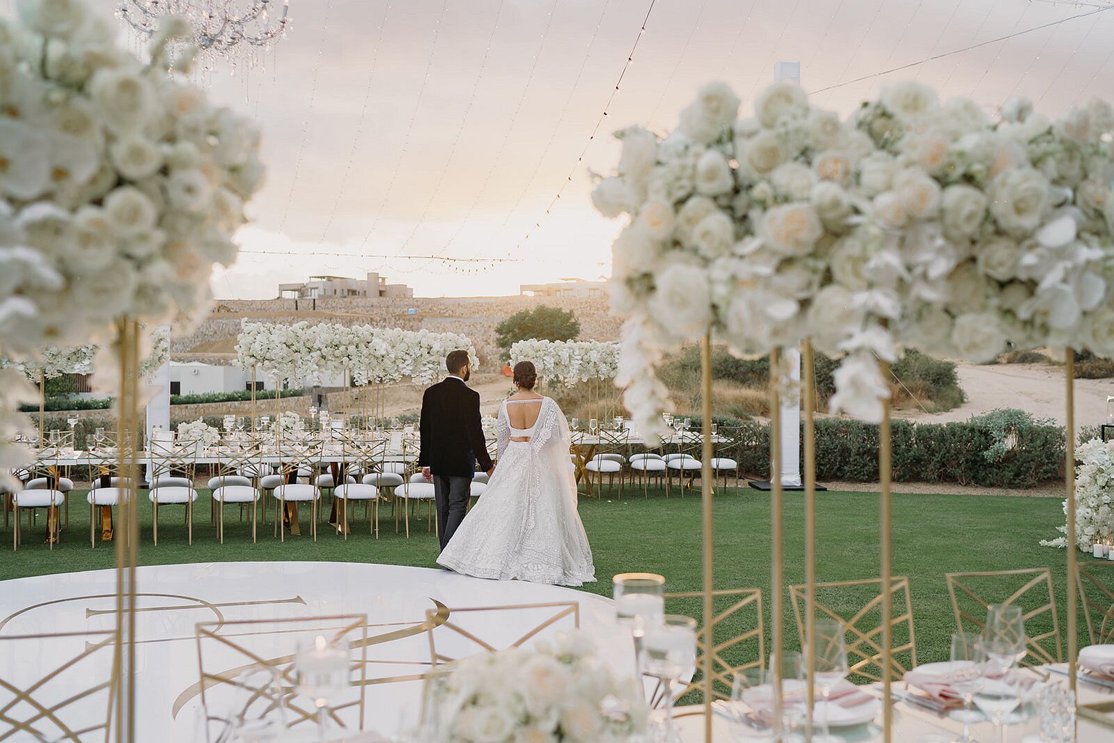 Bride and Groom Private Moment in Reception Space