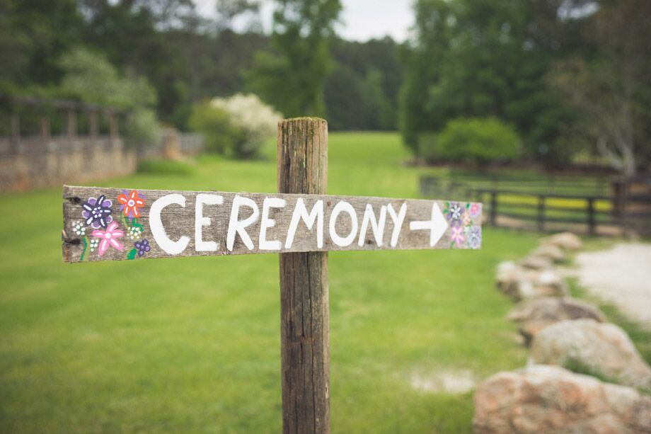 DIY Painted-Flower Wooden 'Ceremony' Sign