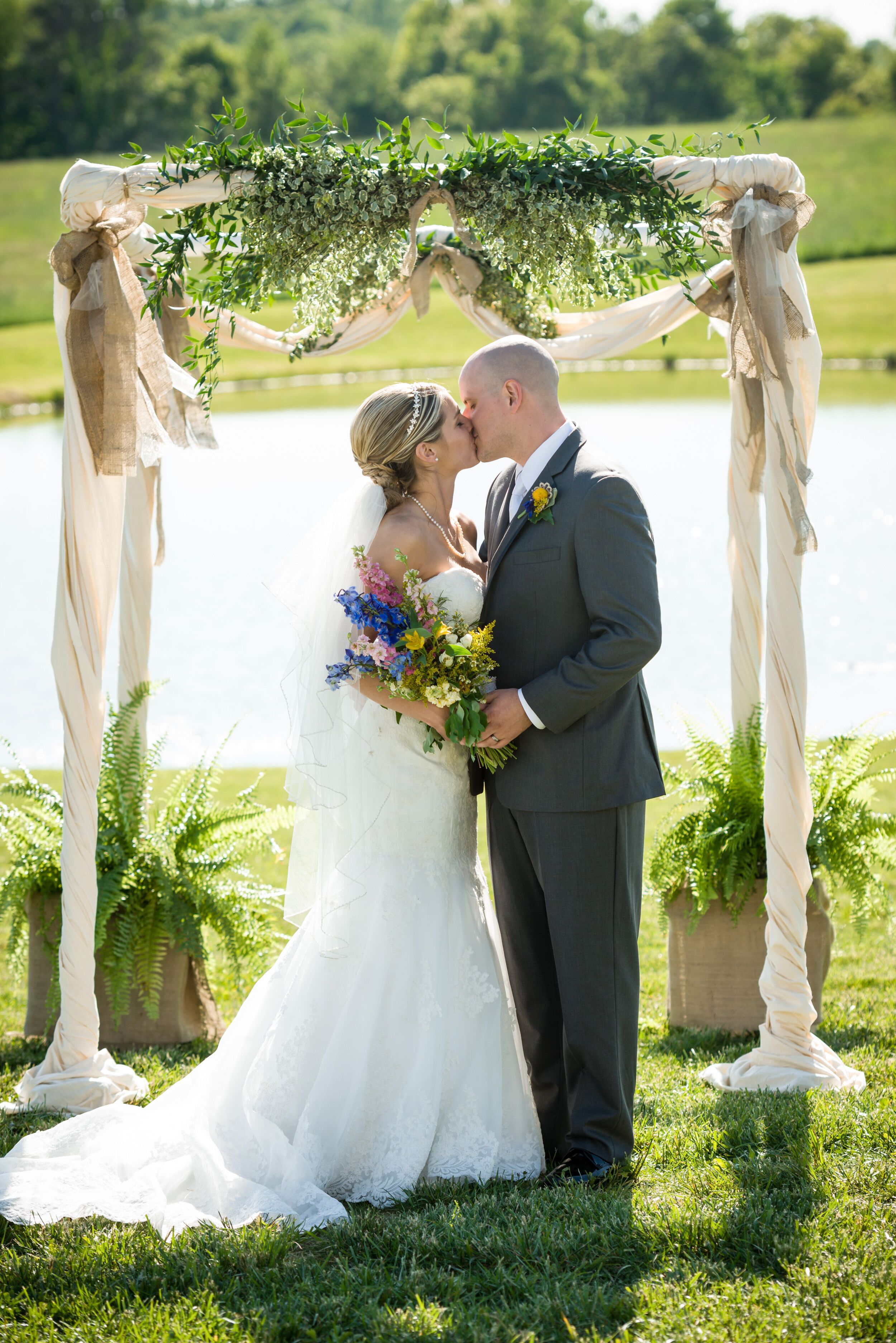 Rustic, Bohemian Ceremony with Square Wedding Arch