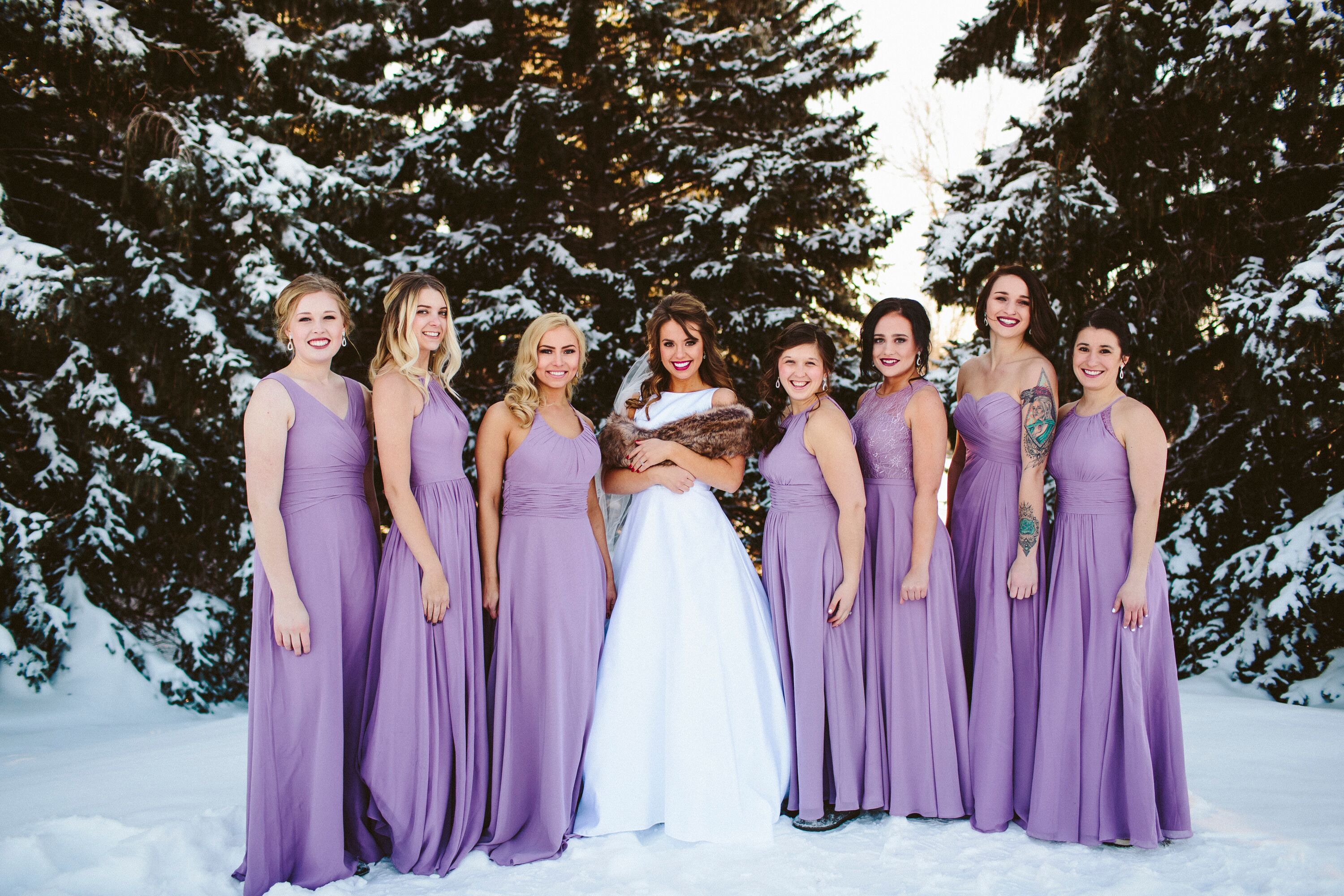 Winter Wedding, Lavender Bridesmaid Dresses