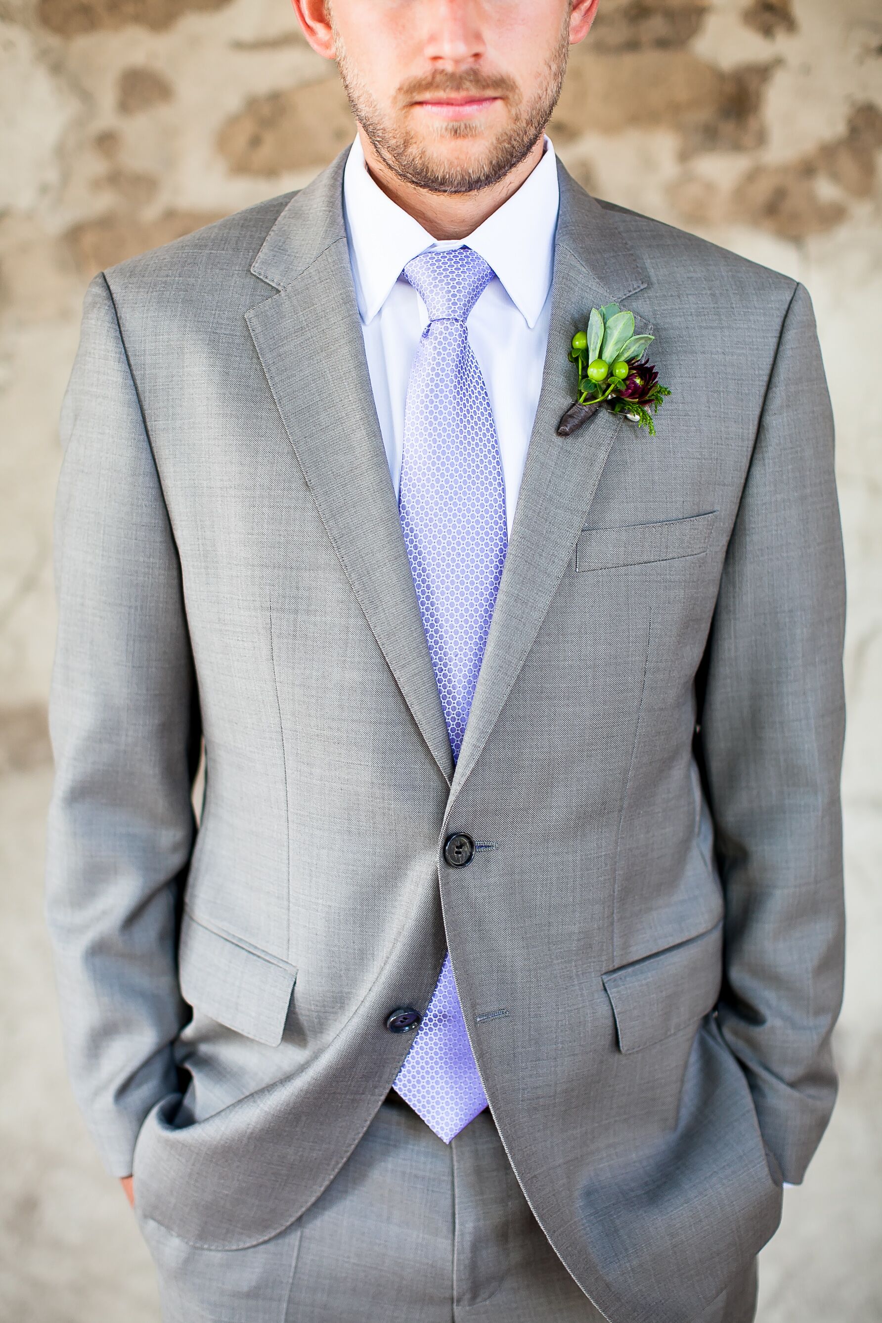 Grey tux with outlet blue