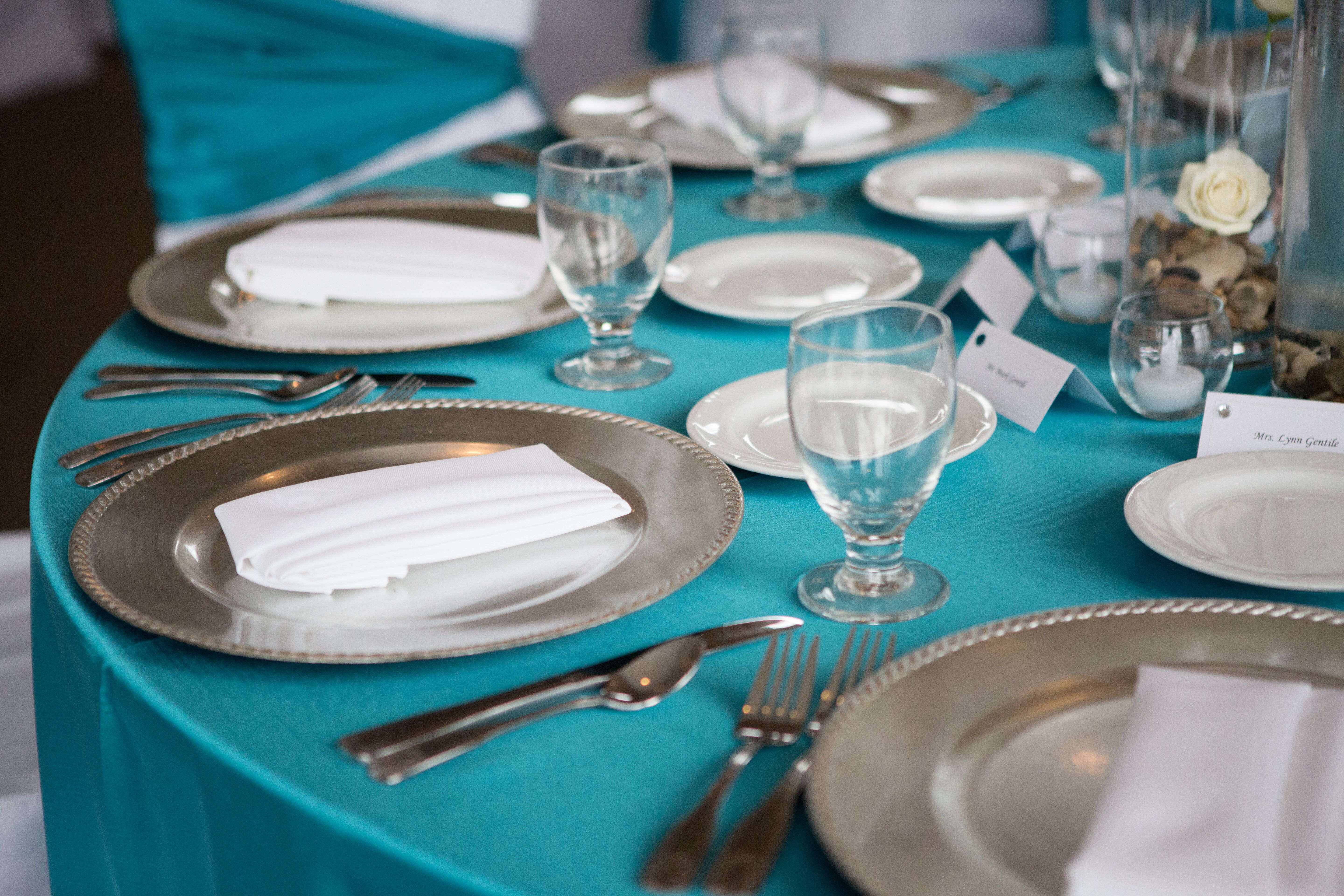 Turquoise and White Reception Decor