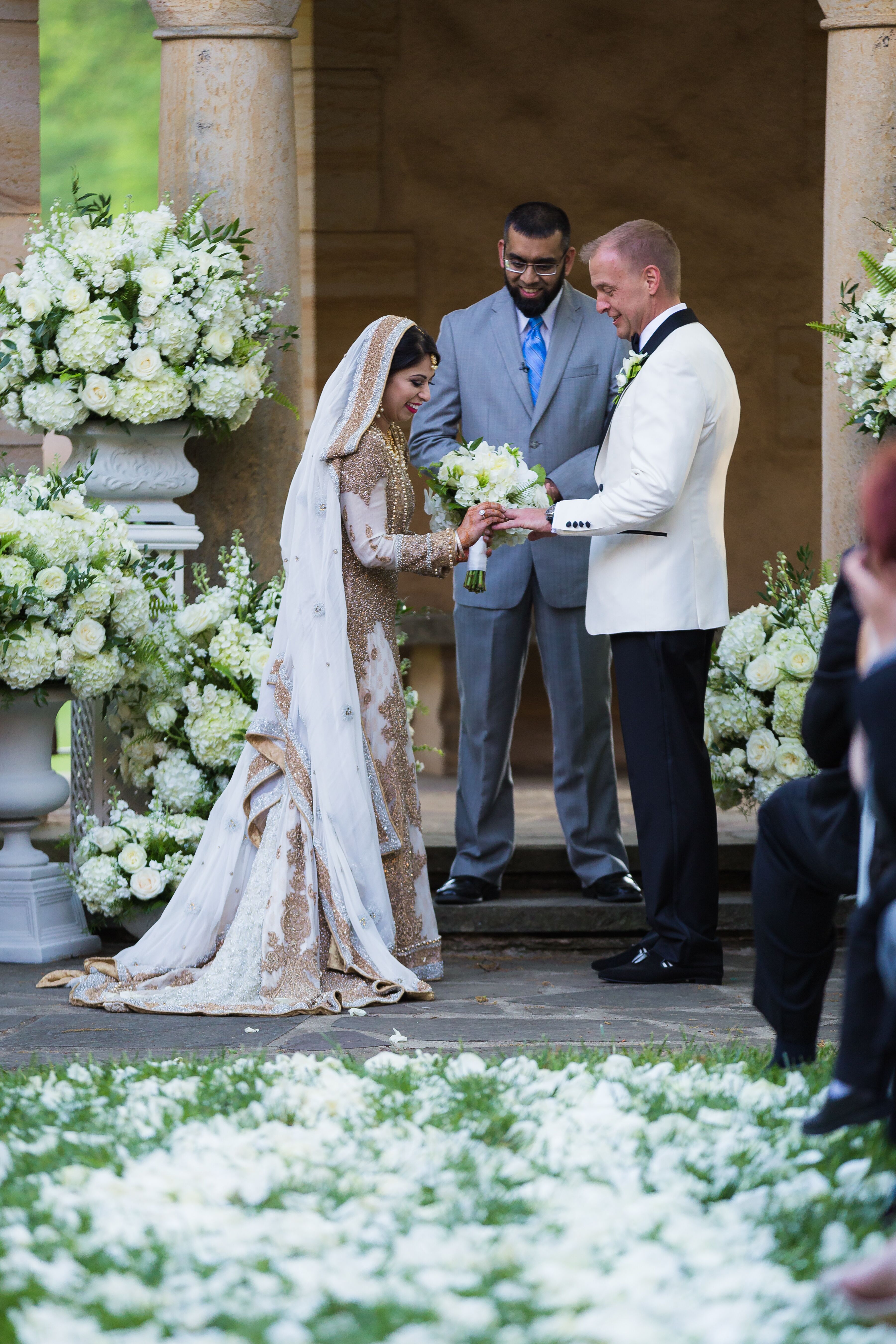 white and gold pakistani bridal dress