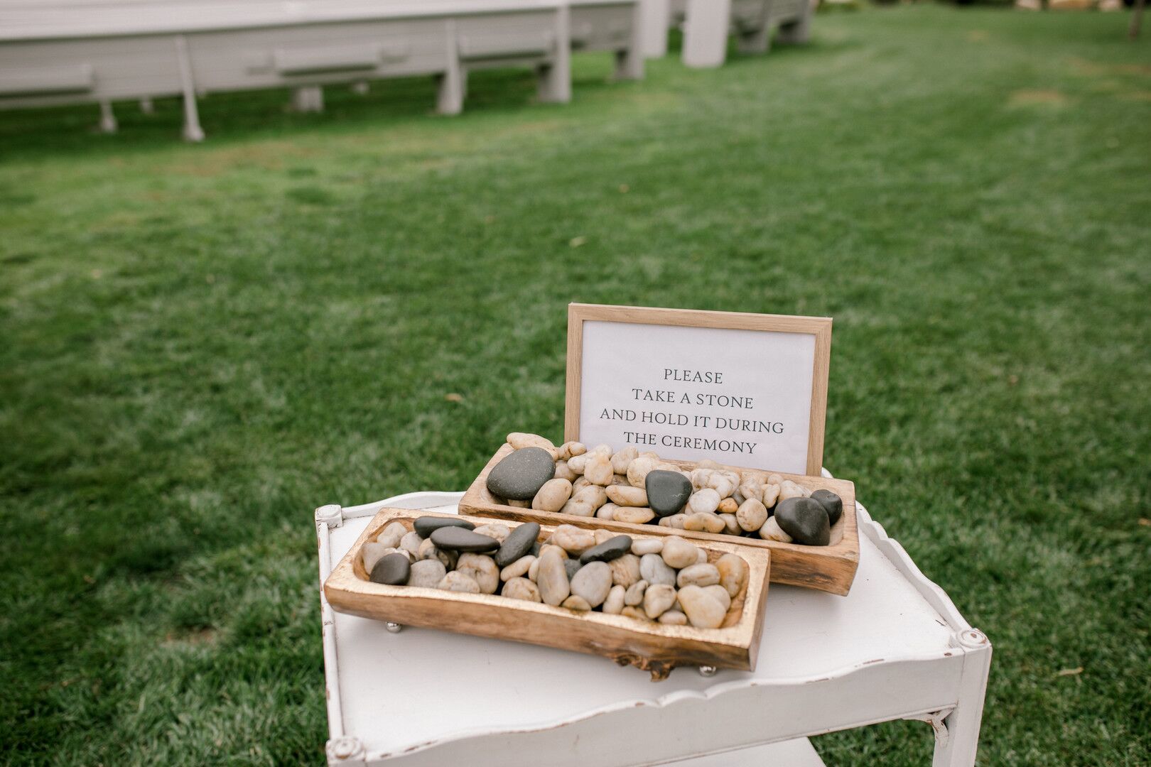 Stones for Guests to Hold During Ceremony