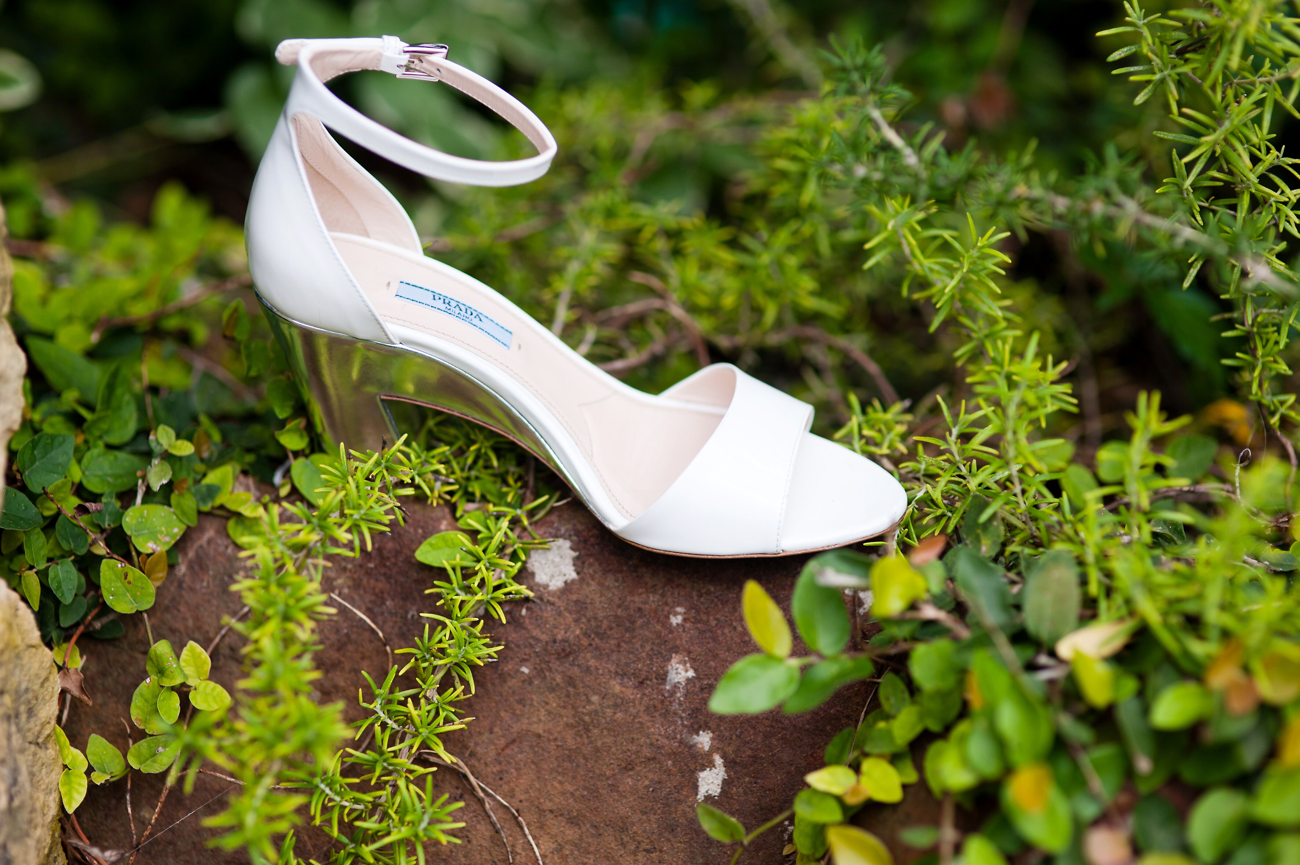 White Prada Bridal Heels at Hummingbird House