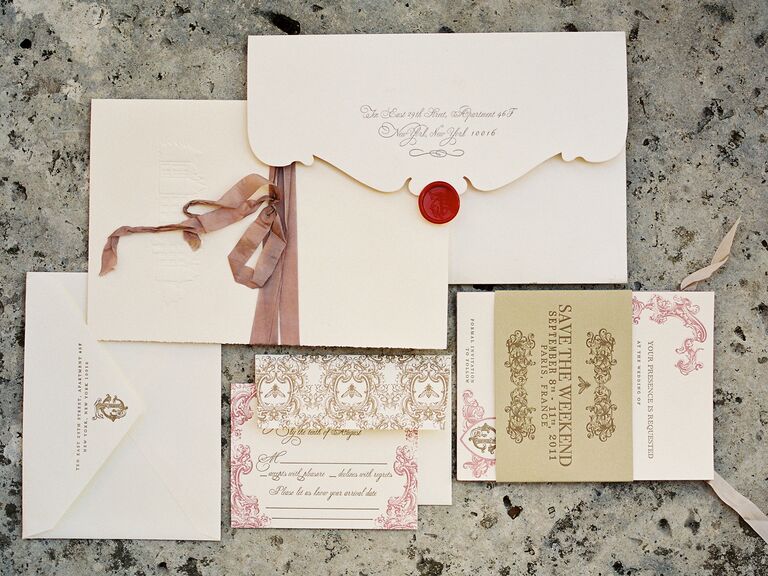 wedding invitations with wedding ring embellish