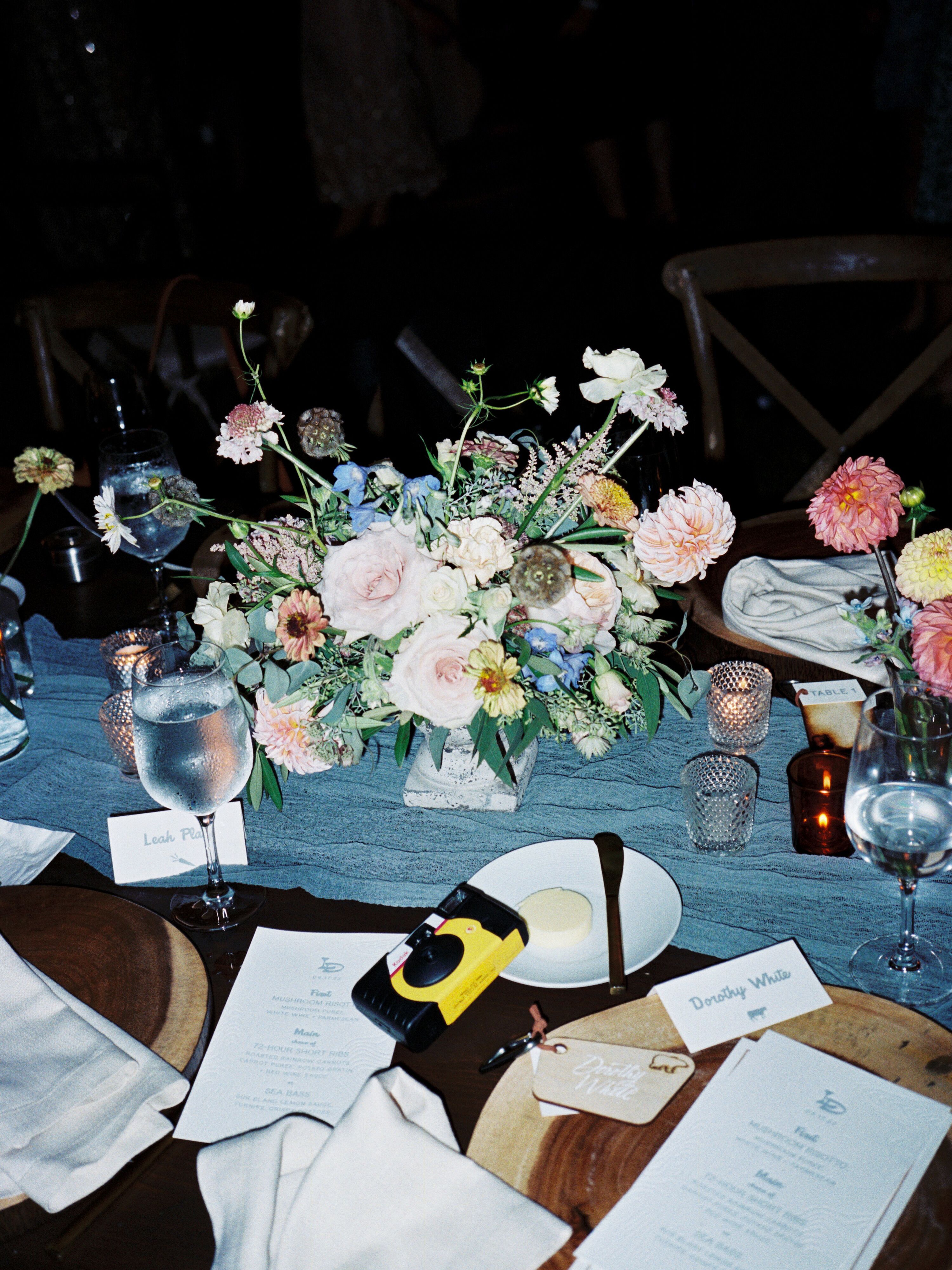 Reception Table With Disposable Cameras