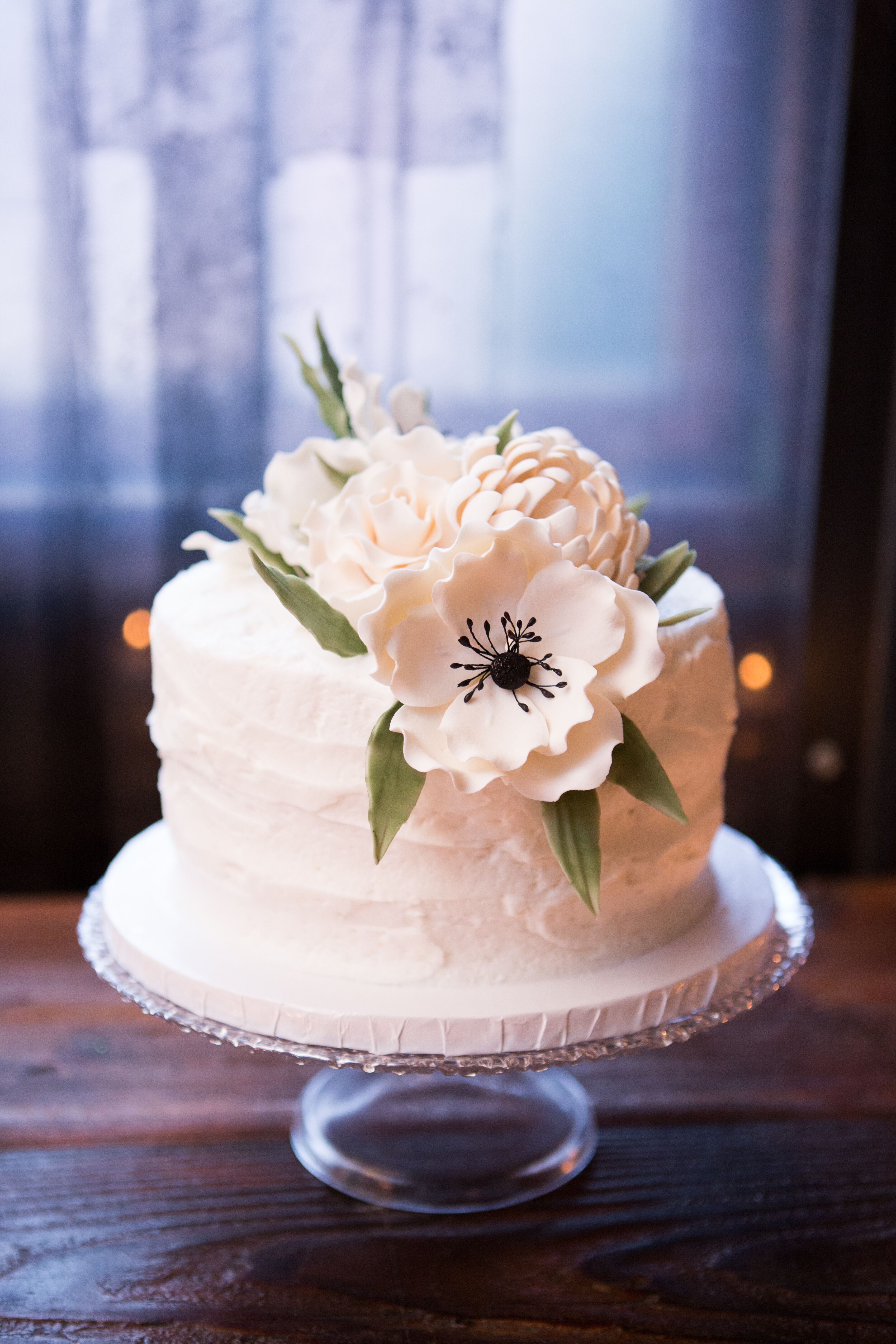 Wedding Cake With White Fondant Flowers