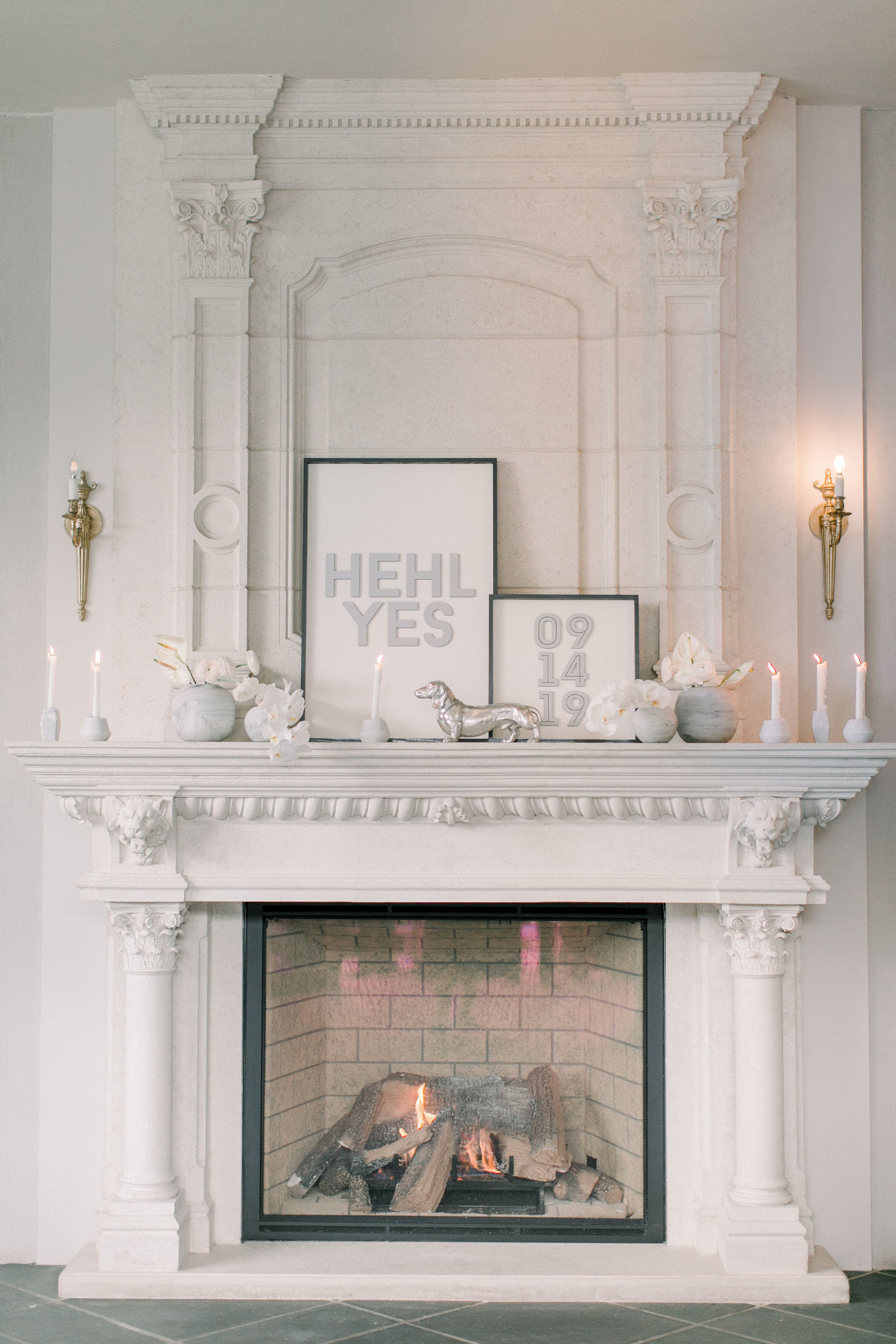 Contemporary and Modern Designs on Fireplace at Chateau Wedding