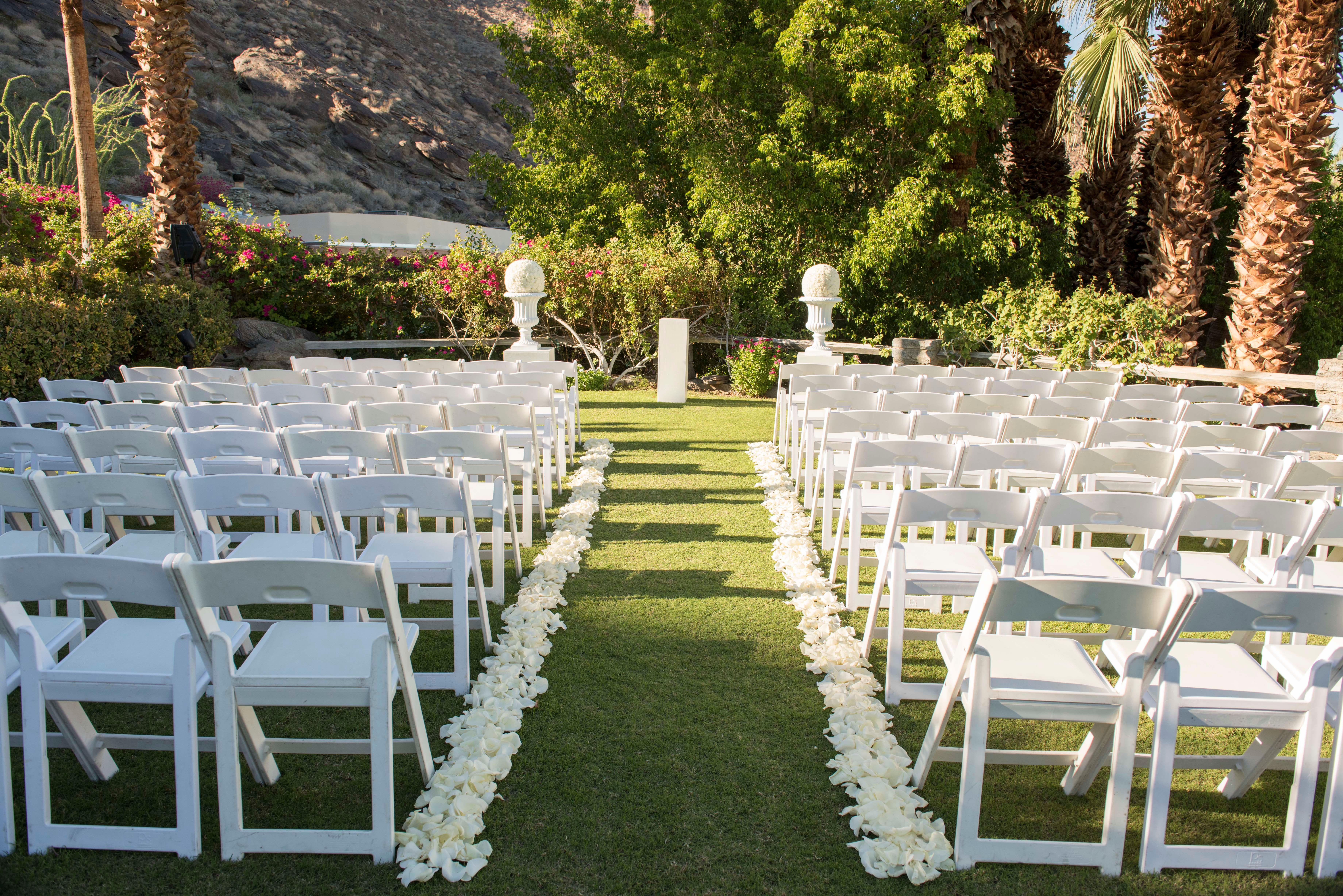 Ceremony Aisle Lined With White Petals