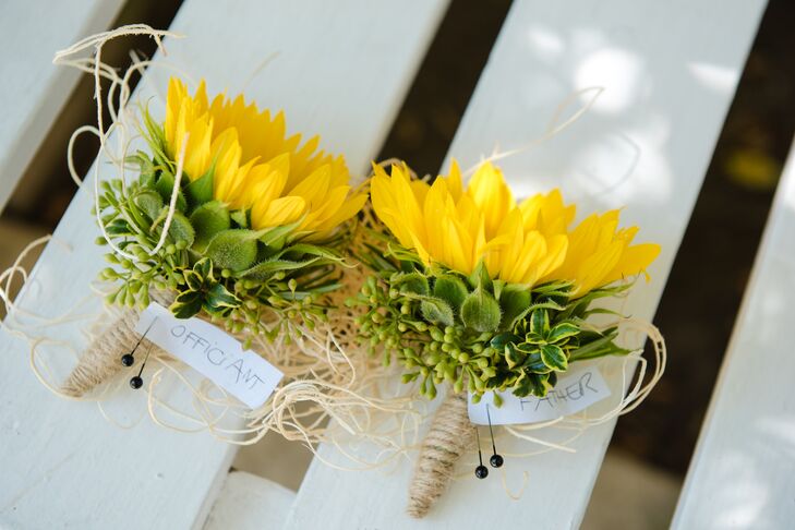 Yellow Sunflower Officiant And Father Boutonnieres