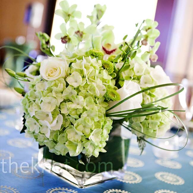 Ivory and Green Centerpieces