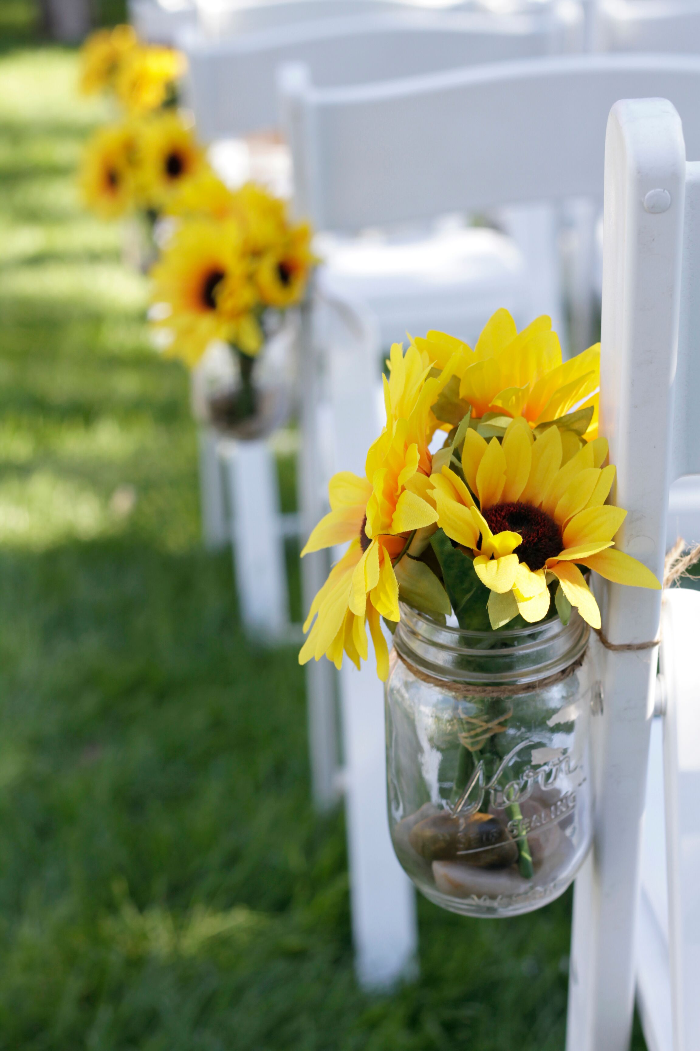 Sunflower, Mason Jar Aisle Decor