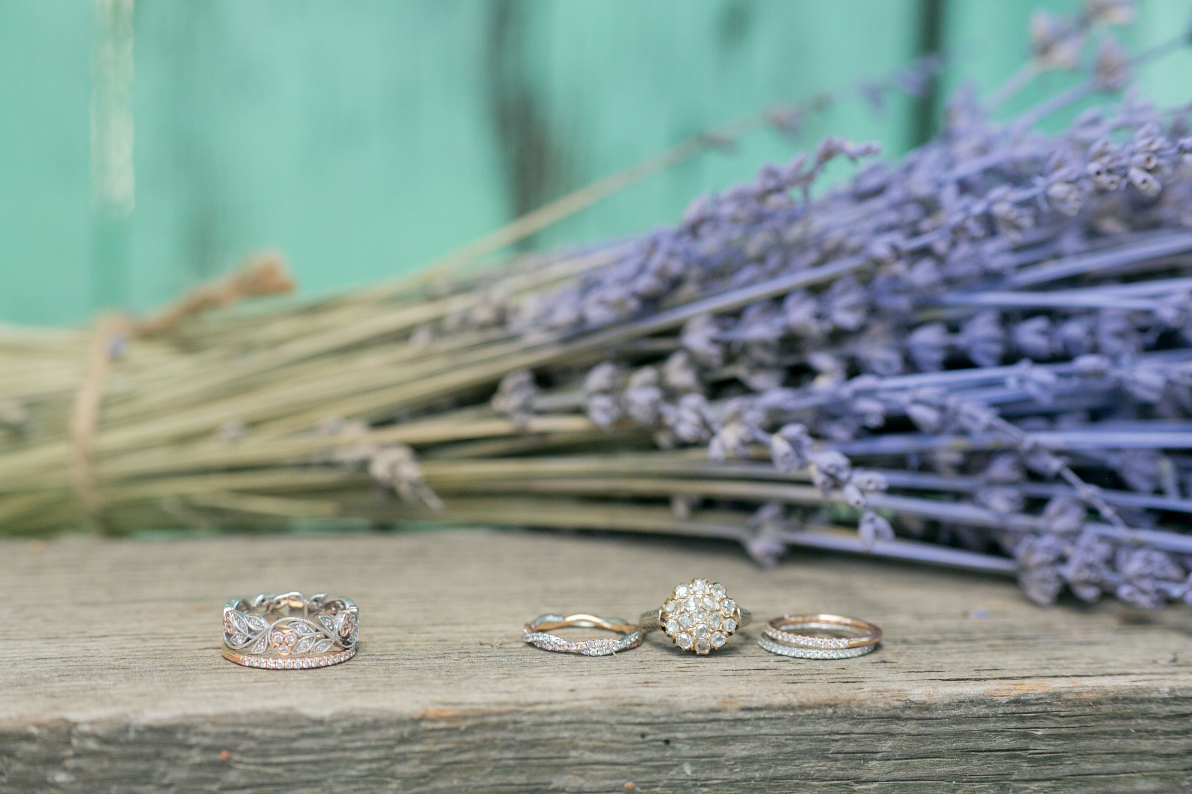 Silver Wedding Rings on Wood Surface