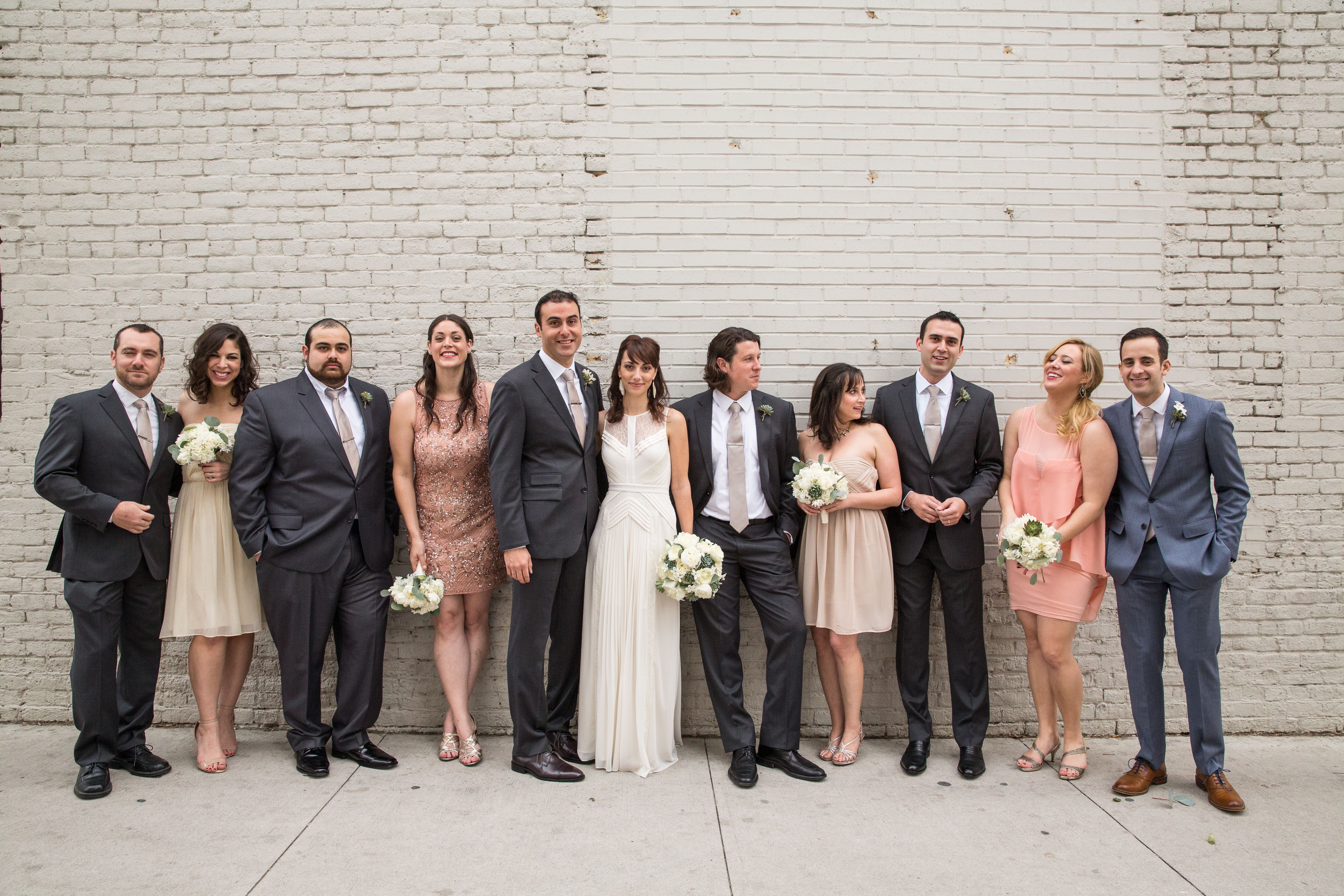 Blush and Gray Mismatched Wedding Party