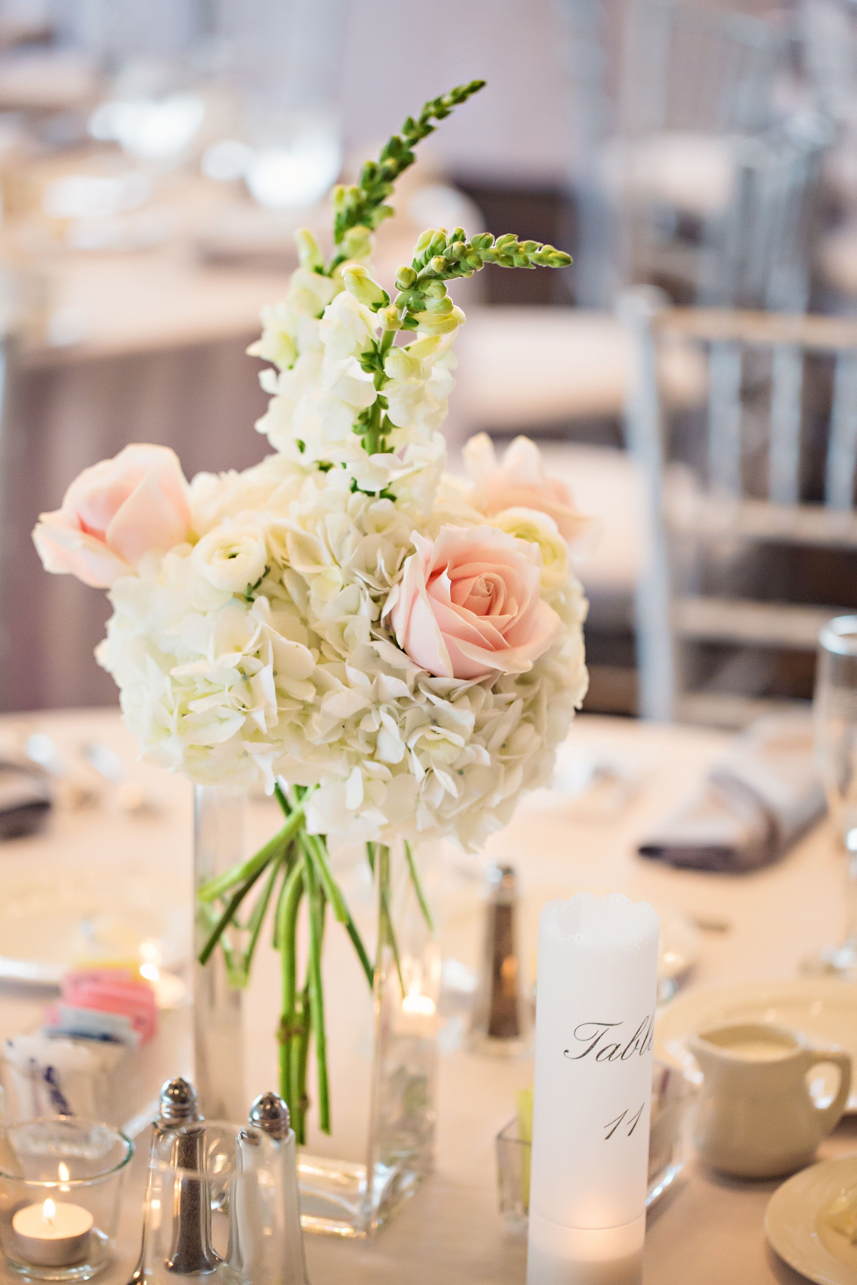 Rose and Hydrangea Centerpieces