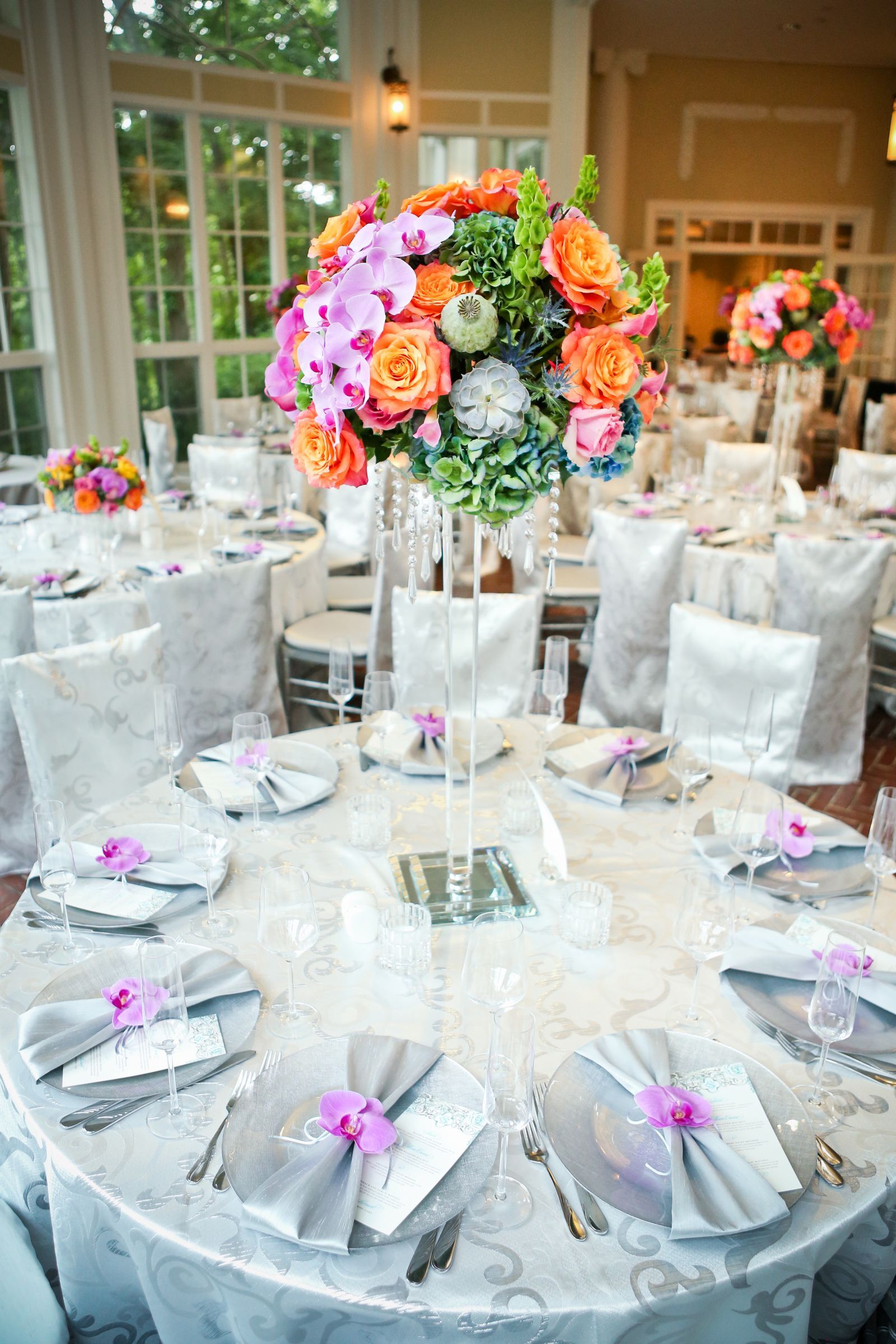 Tall Orange, Pink and Green Centerpiece