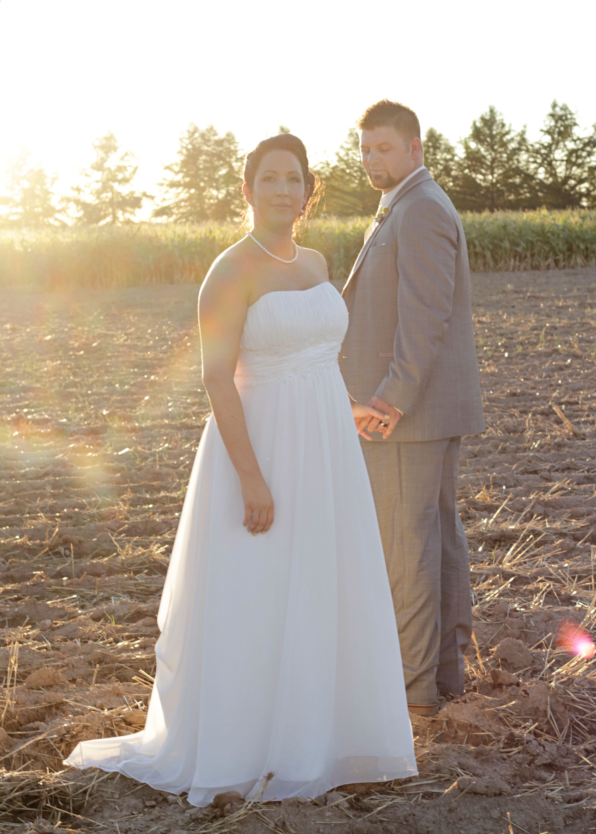 dress elegant simple Ivory Satin Simple A-line V-neck Wedding Dresses MW545 main image 0