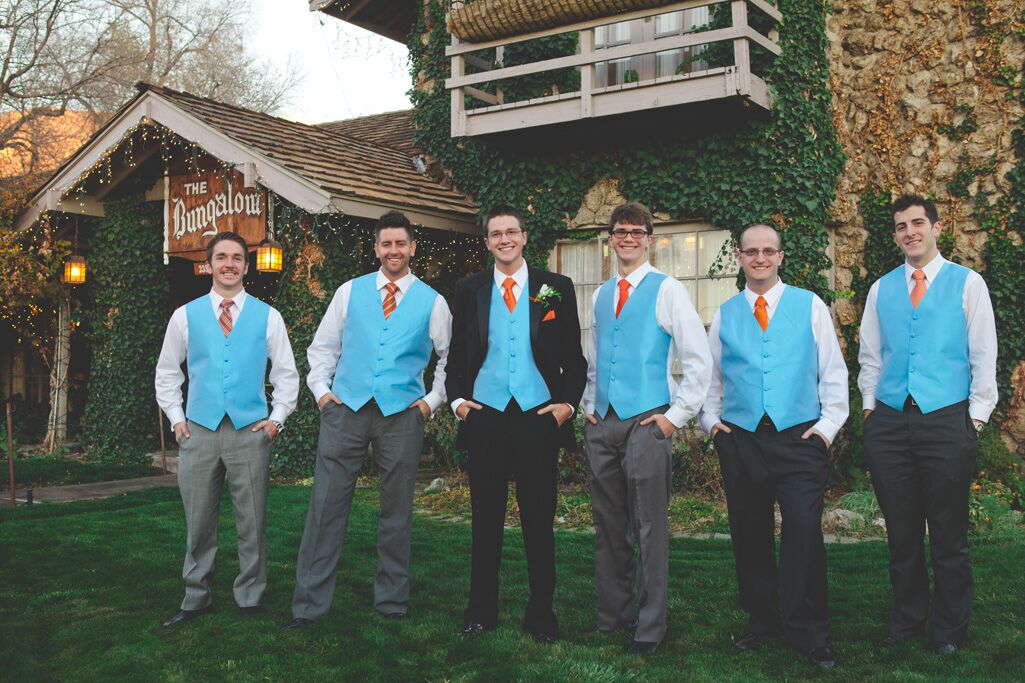 orange groomsmen attire