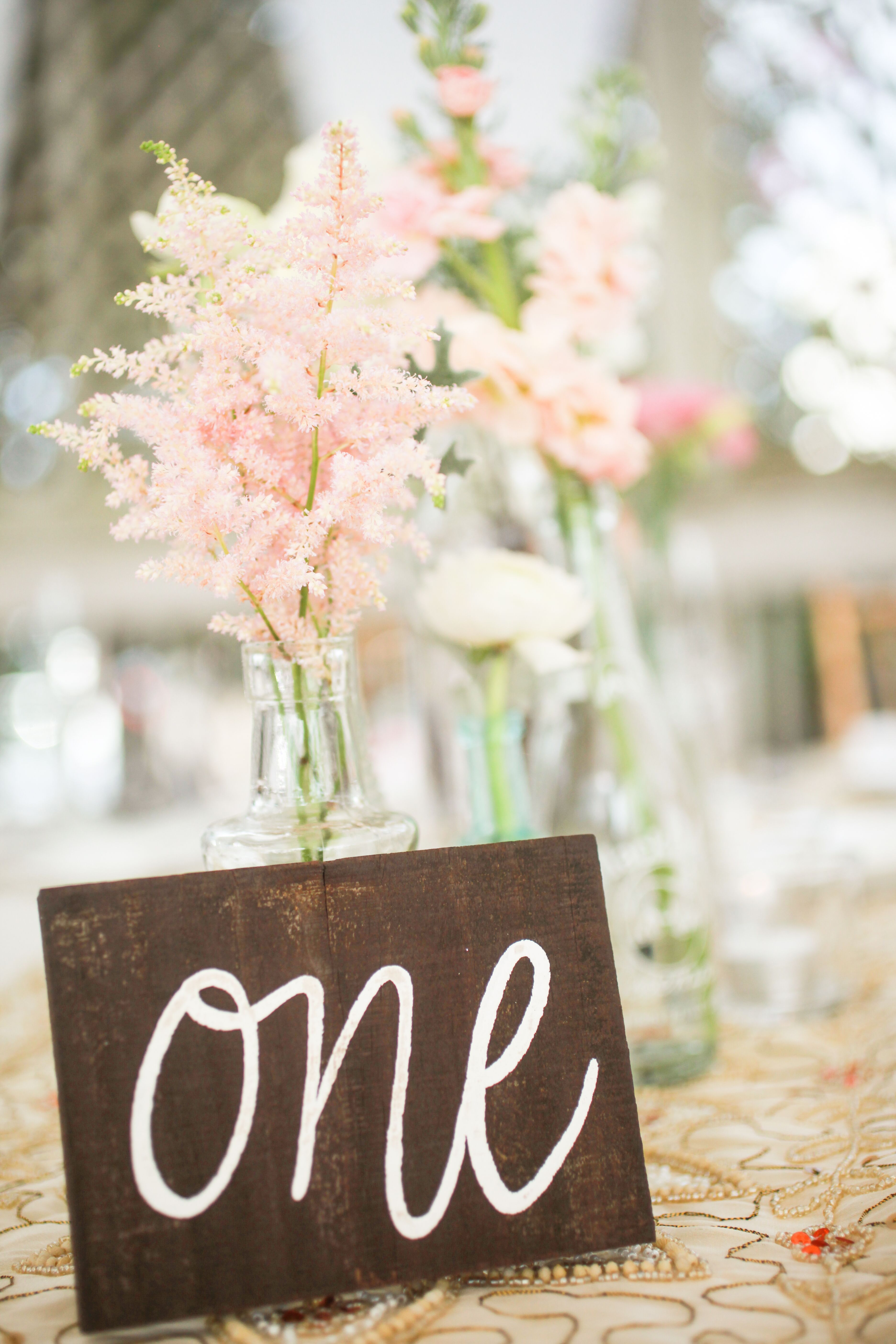 Rustic Table Number and Pink Lavender Centerpiece