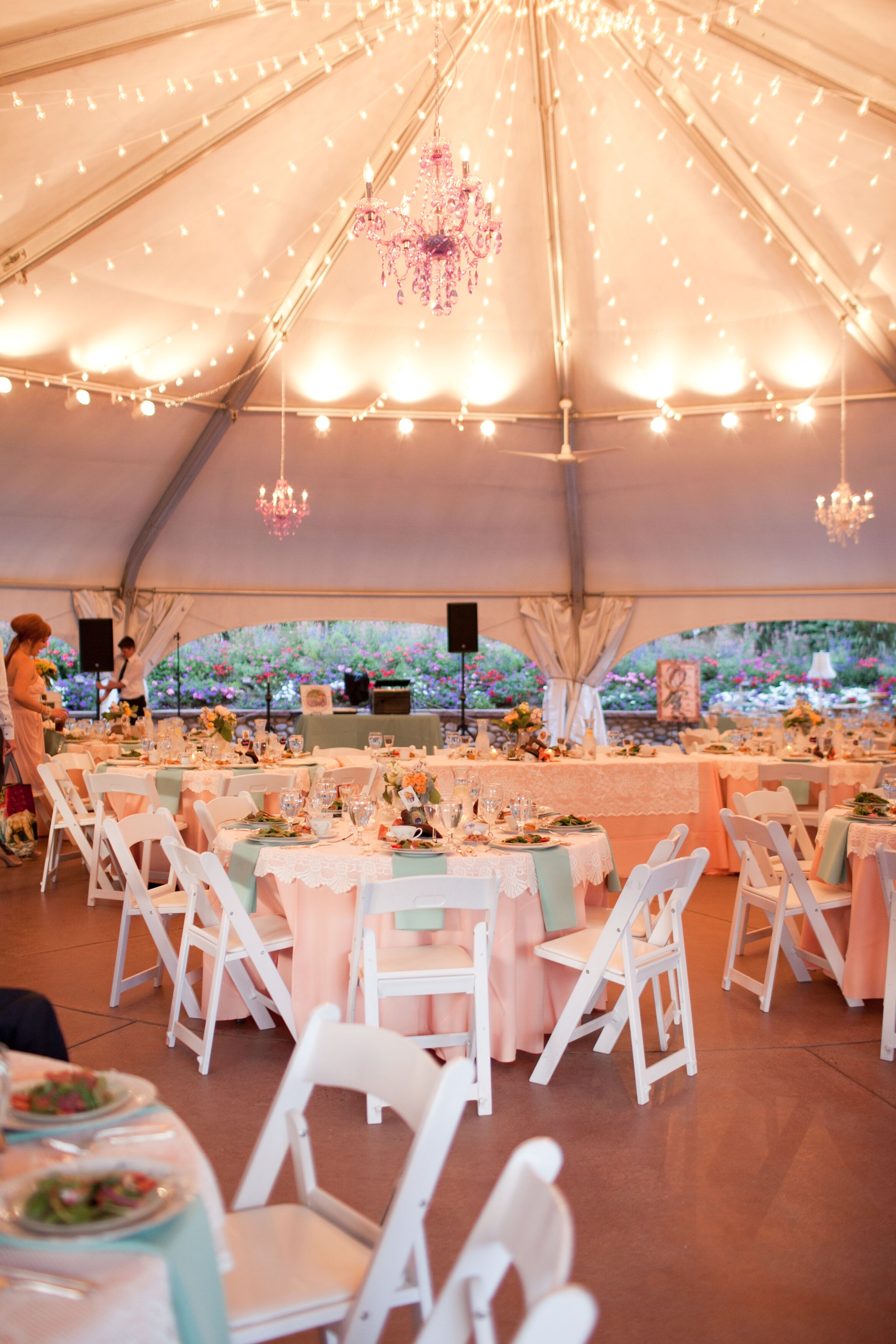 Glamorous Pink Crystal Reception Chandeliers