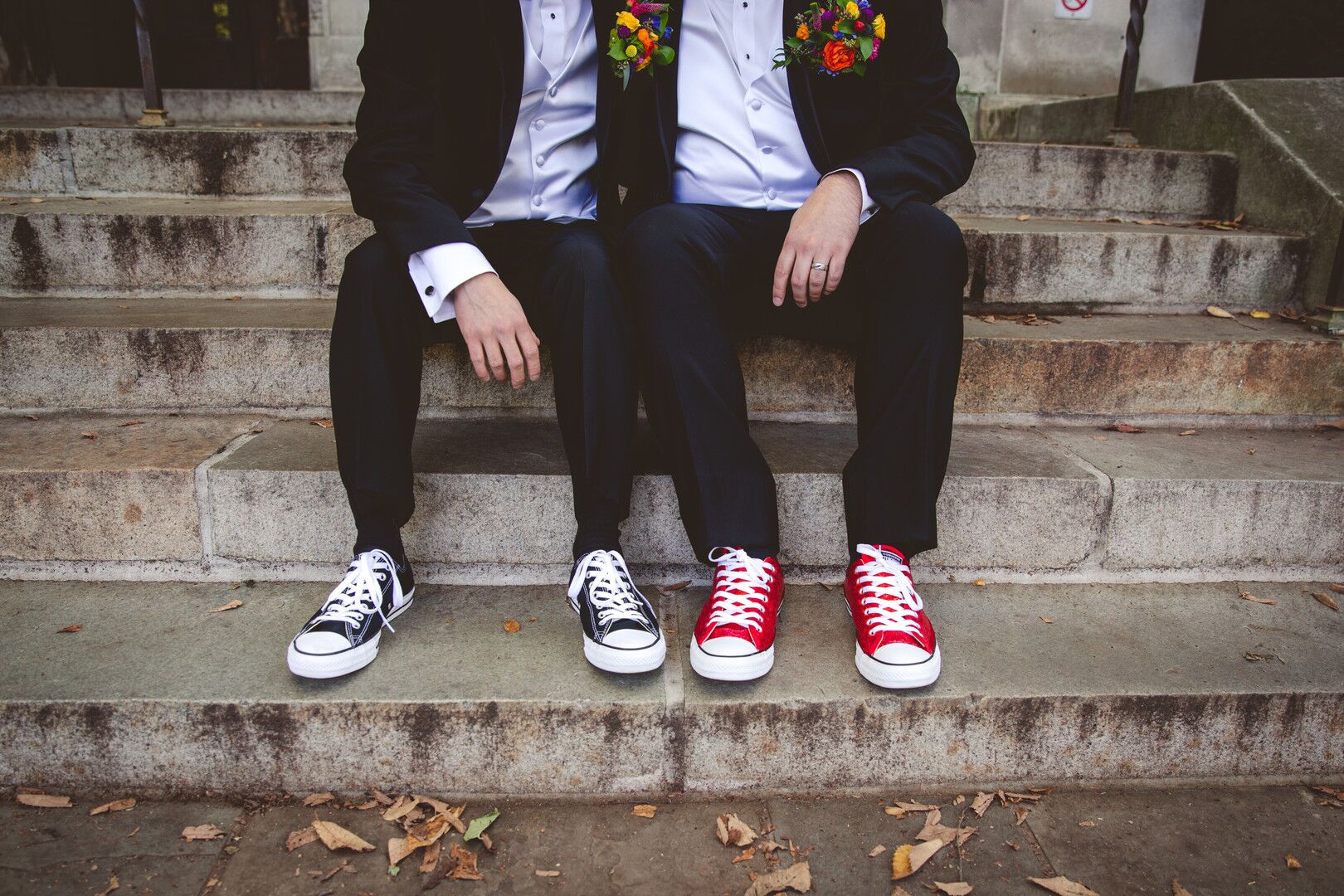 Ruby Red Converse at Eclectic Wedding