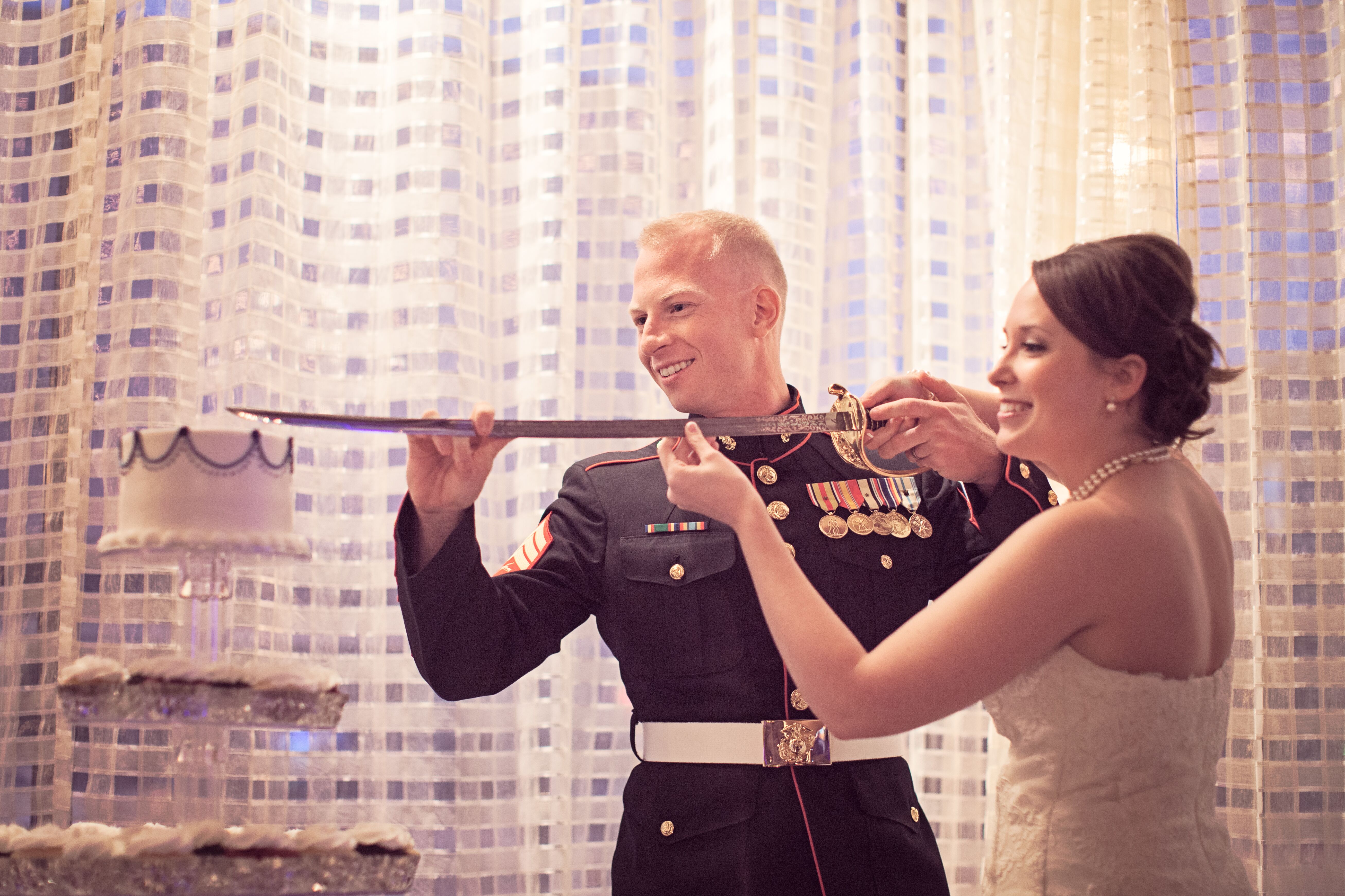 Marine Sword Cake Cutting