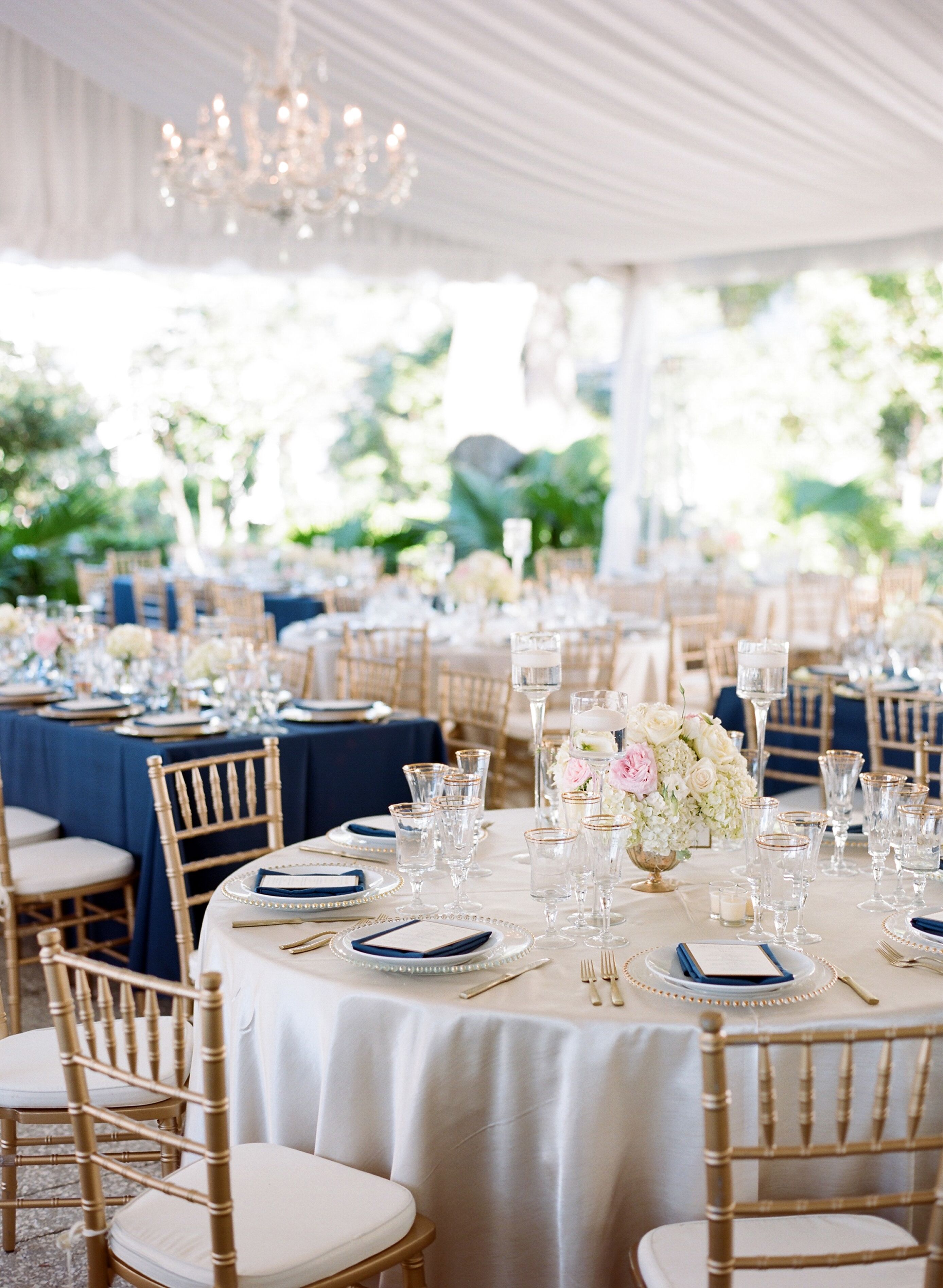 Polished Navy, Gold and Blush Reception Decor