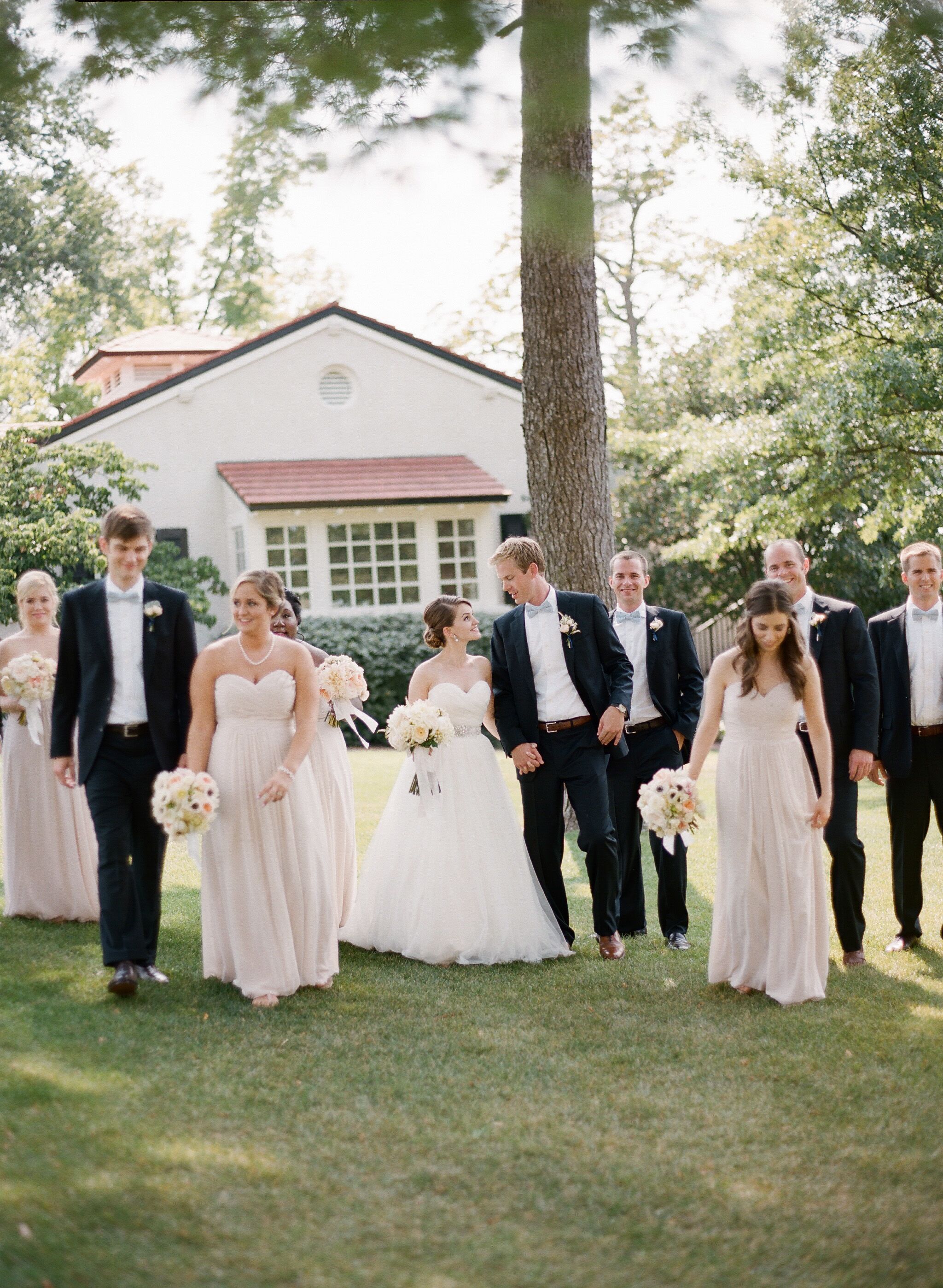 Formal Black  White  and Champagne Wedding  Party Attire