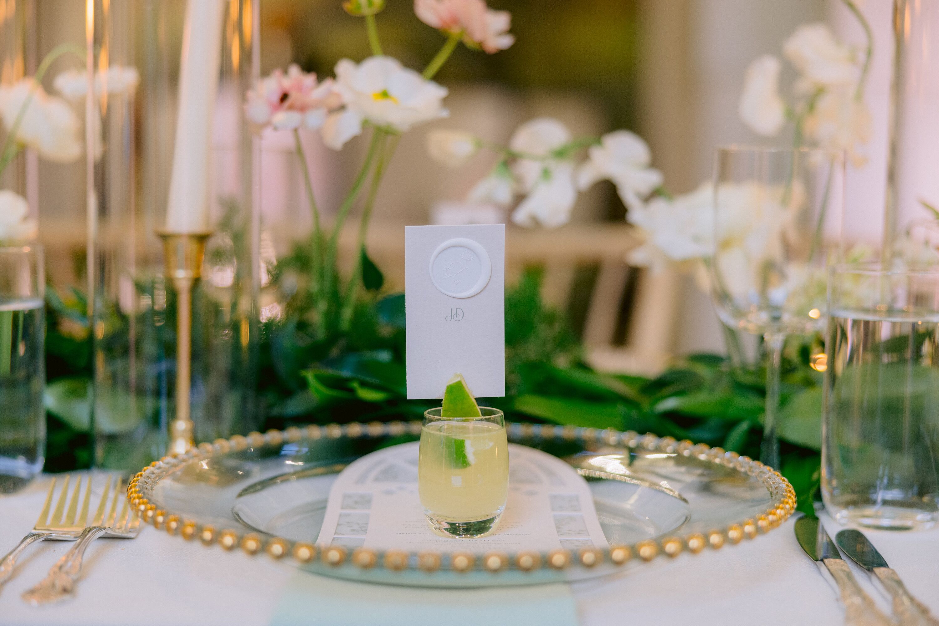 Simple, Unique Place Setting With Initials, Wax Seal and a Welcome Shot ...