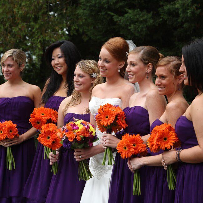 Purple and sale orange bridesmaid dresses