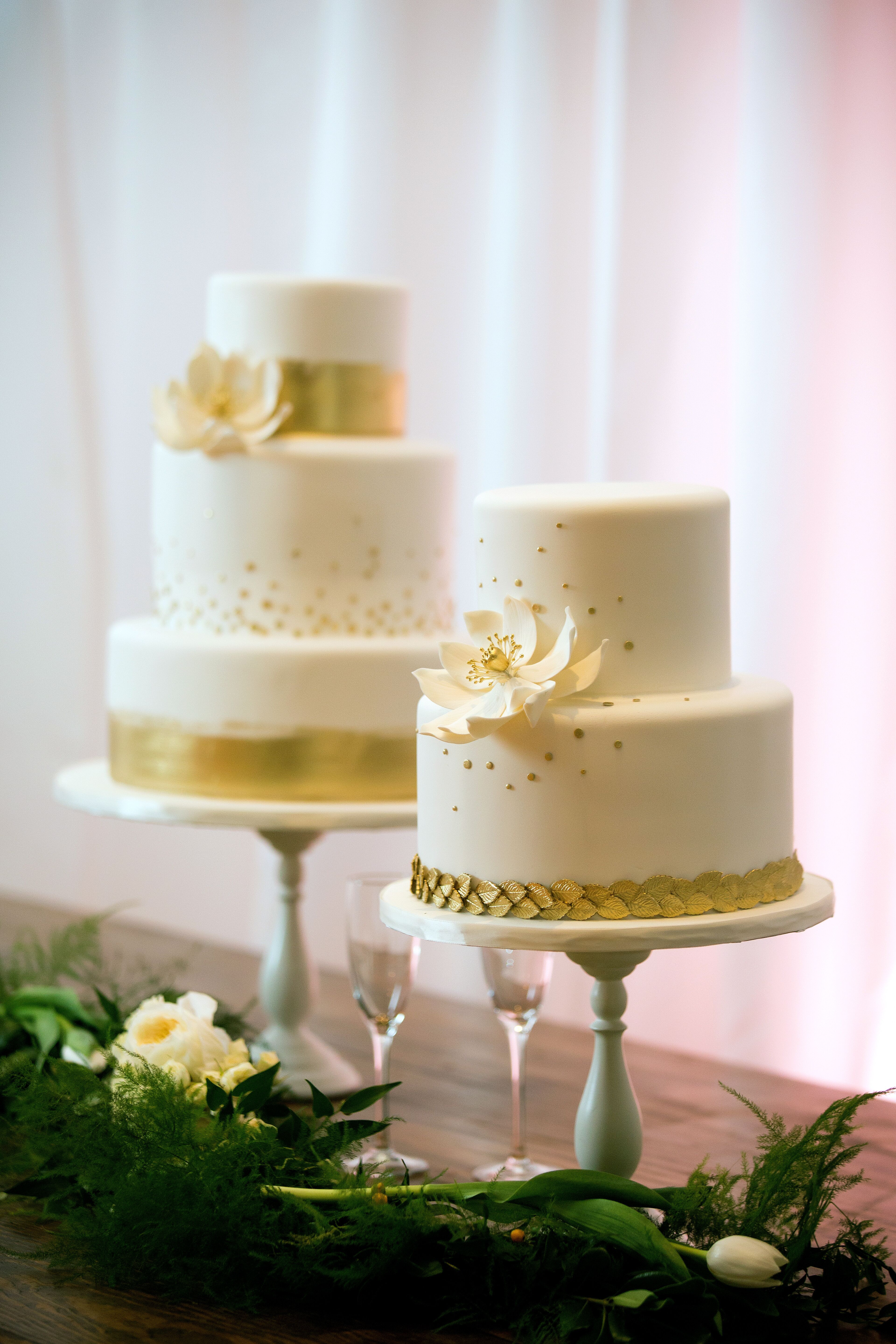 White Wedding Cakes With Gold Accents