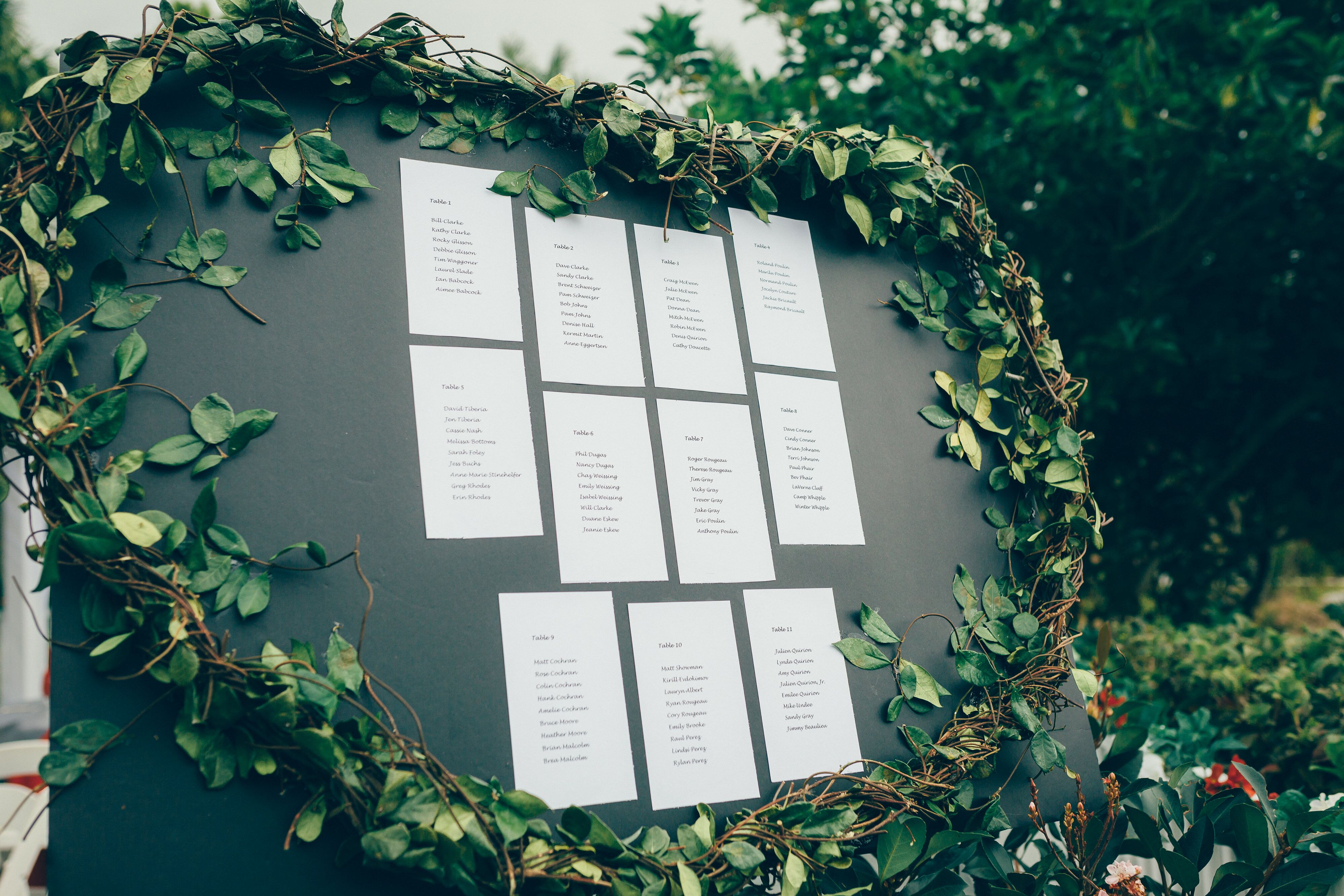 Seating Chart with HeartShaped Vine