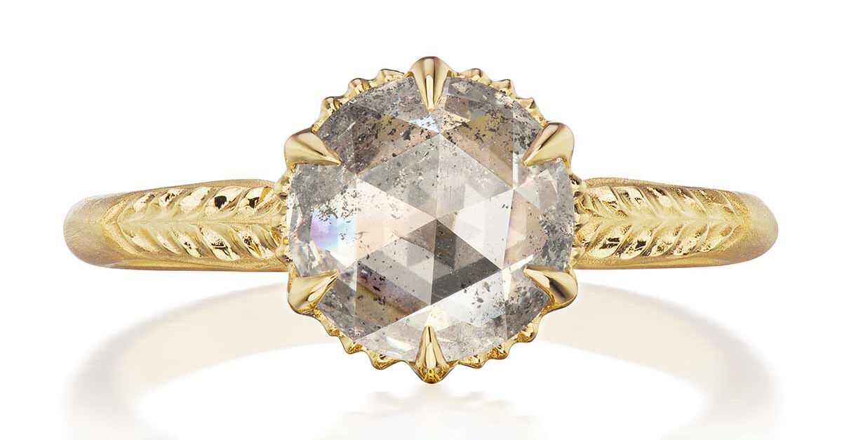Engagement Ring Jewelry Diamond Best Price Diamond OM1890 Salt and Pepper Round Brilliant Cut Minimal Diamond