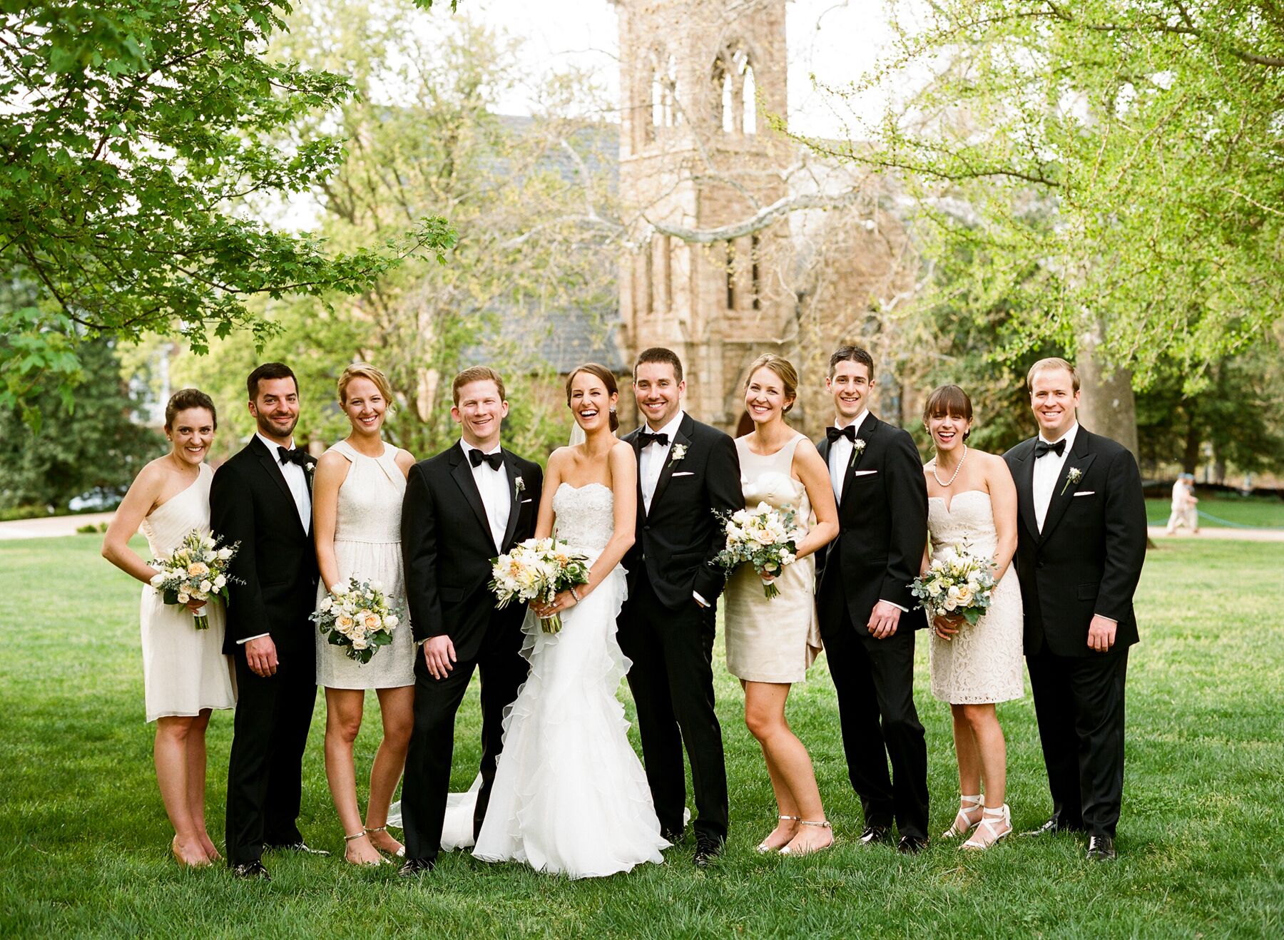 cream and gold bridesmaid dress