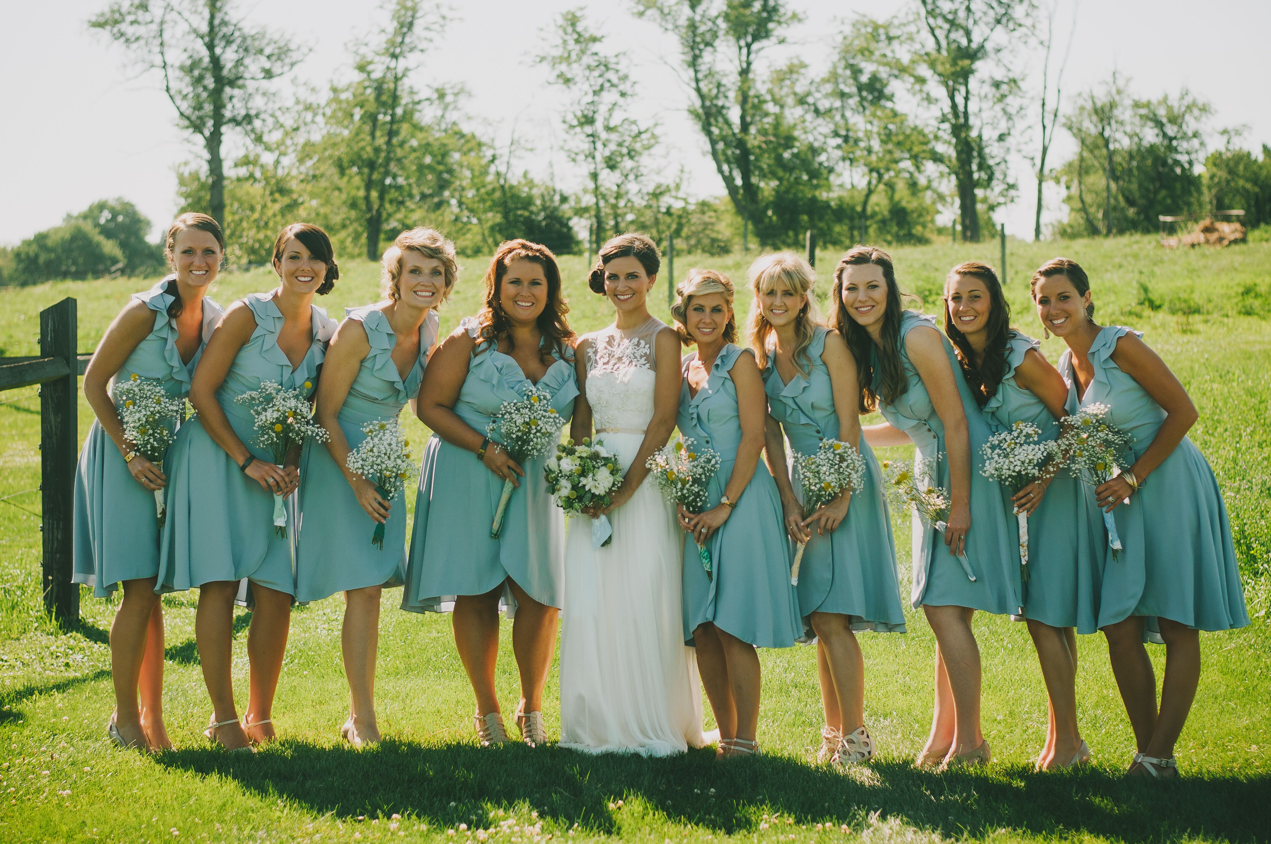 blue boho bridesmaid dress